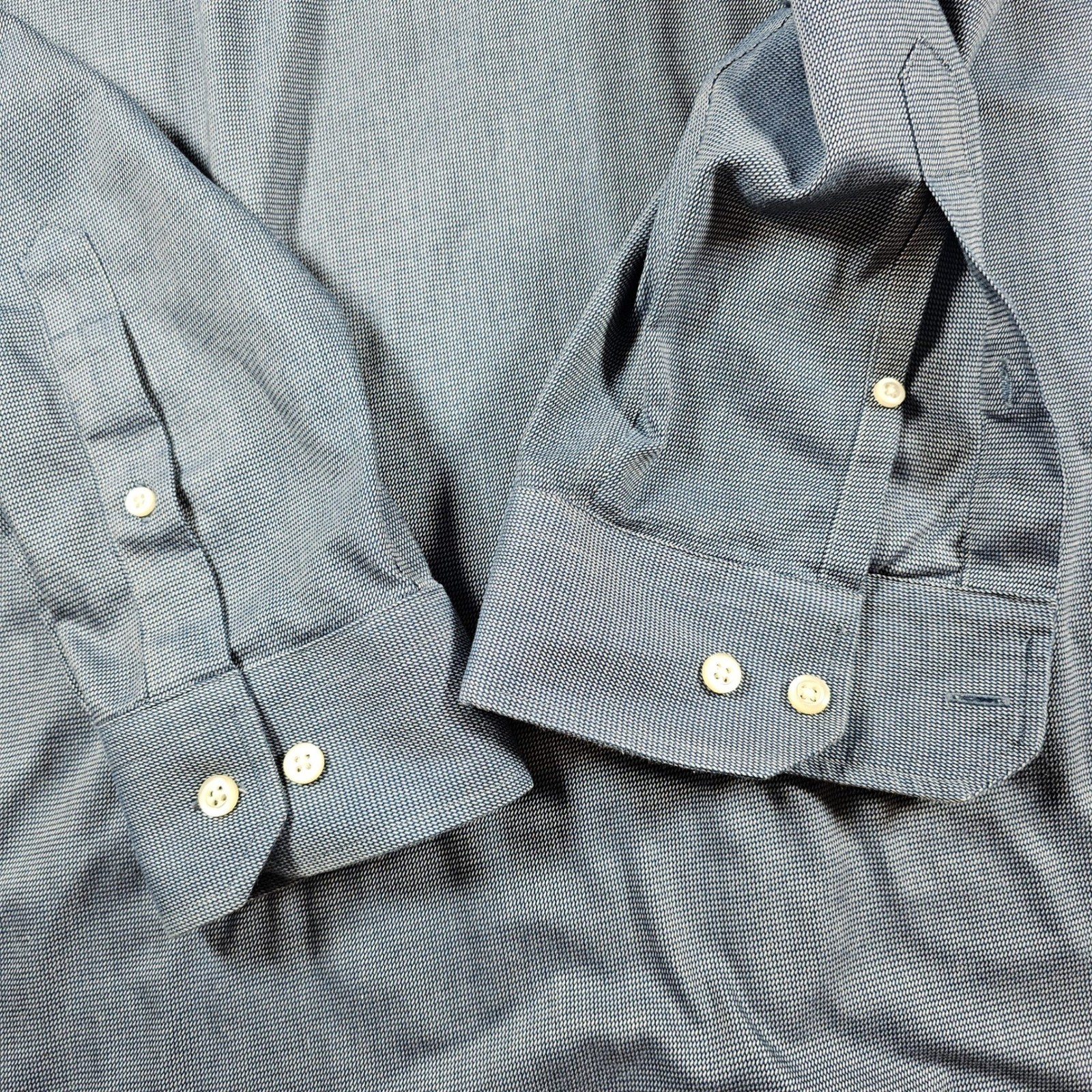 Banana Republic Mens XL Blue No-Iron Tailored Slim Fit Micro Pattern Dress Shirt