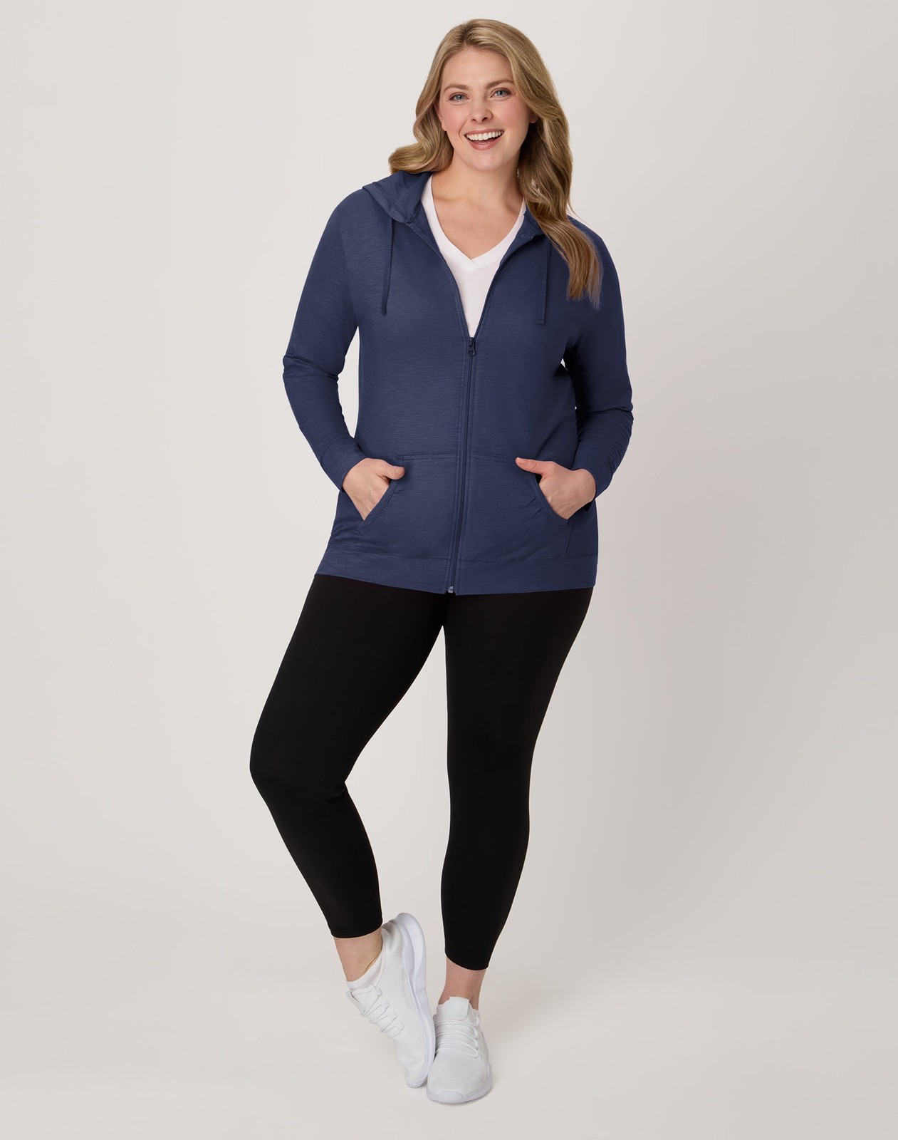 Hanes Women’s Hoodie Lightweight Pockets Slub Jersey Full Zip Sweatshirt Casual