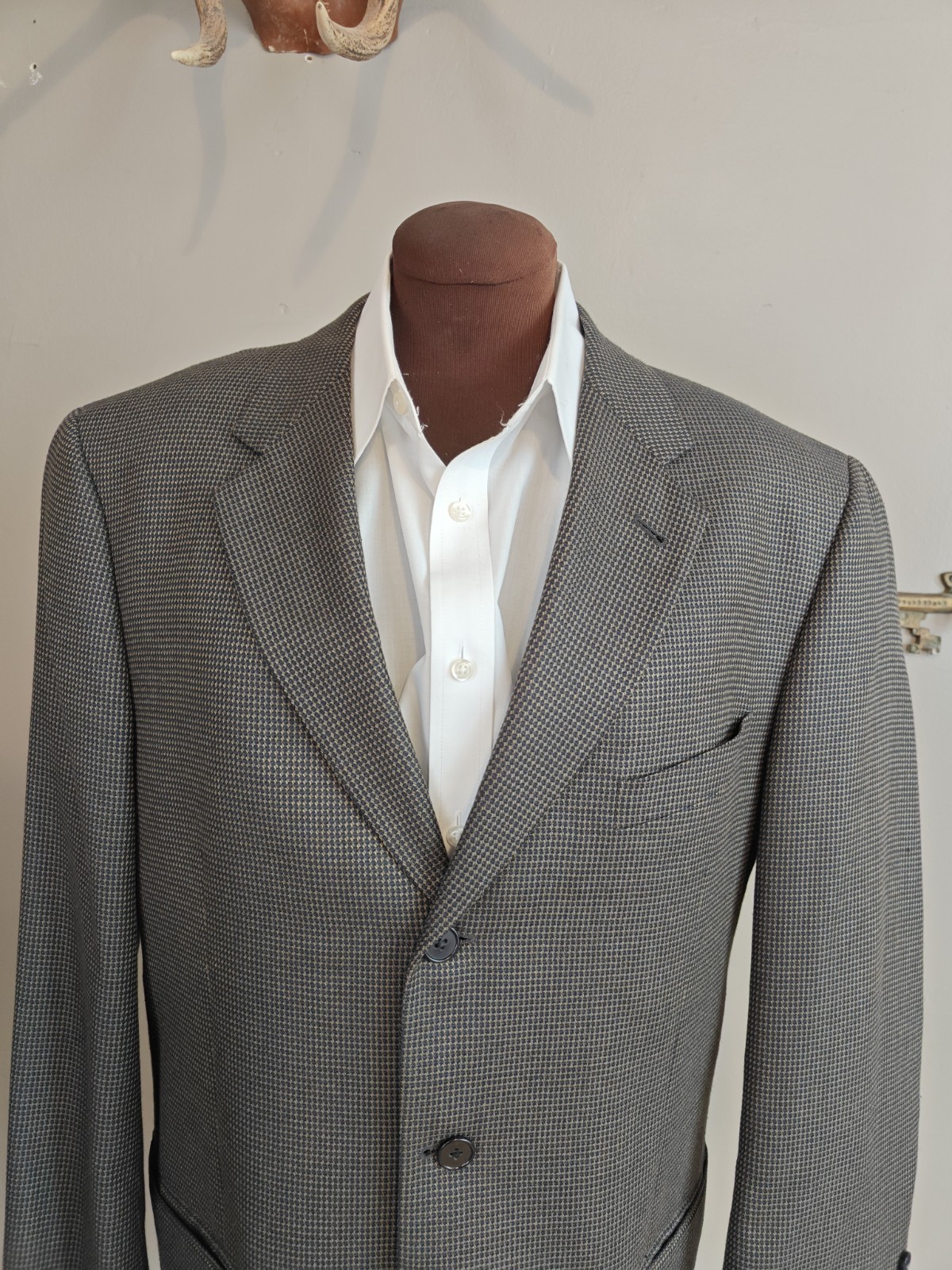 🇺🇸 Joseph Abboud Mens Wool Sports Coat 42R Black Gold USA 3 Button