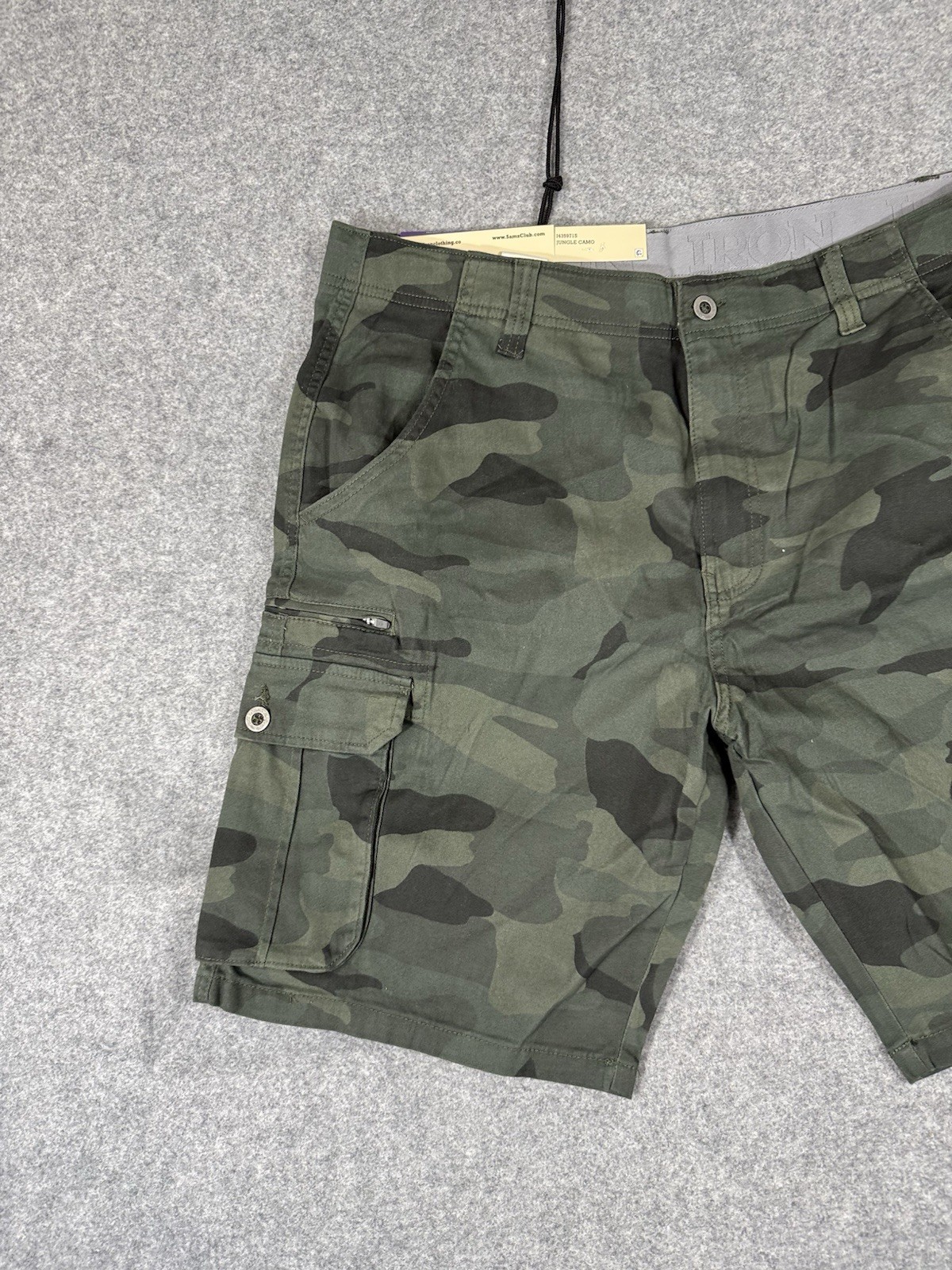Iron Co Jungle Camo Cargo Shorts Men Size 36X10 Green Camouflage Stretch NWT