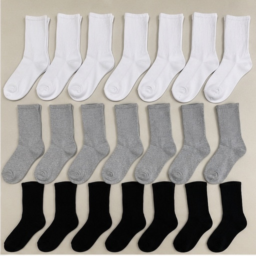 72 Pairs Men?s Crew Socks White Gray Black Bulk Lot New Unisex