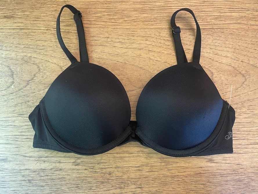 PINK Victoria’s Secret Black Script Logo 34DD Wear Everywhere Super Push Up Bra