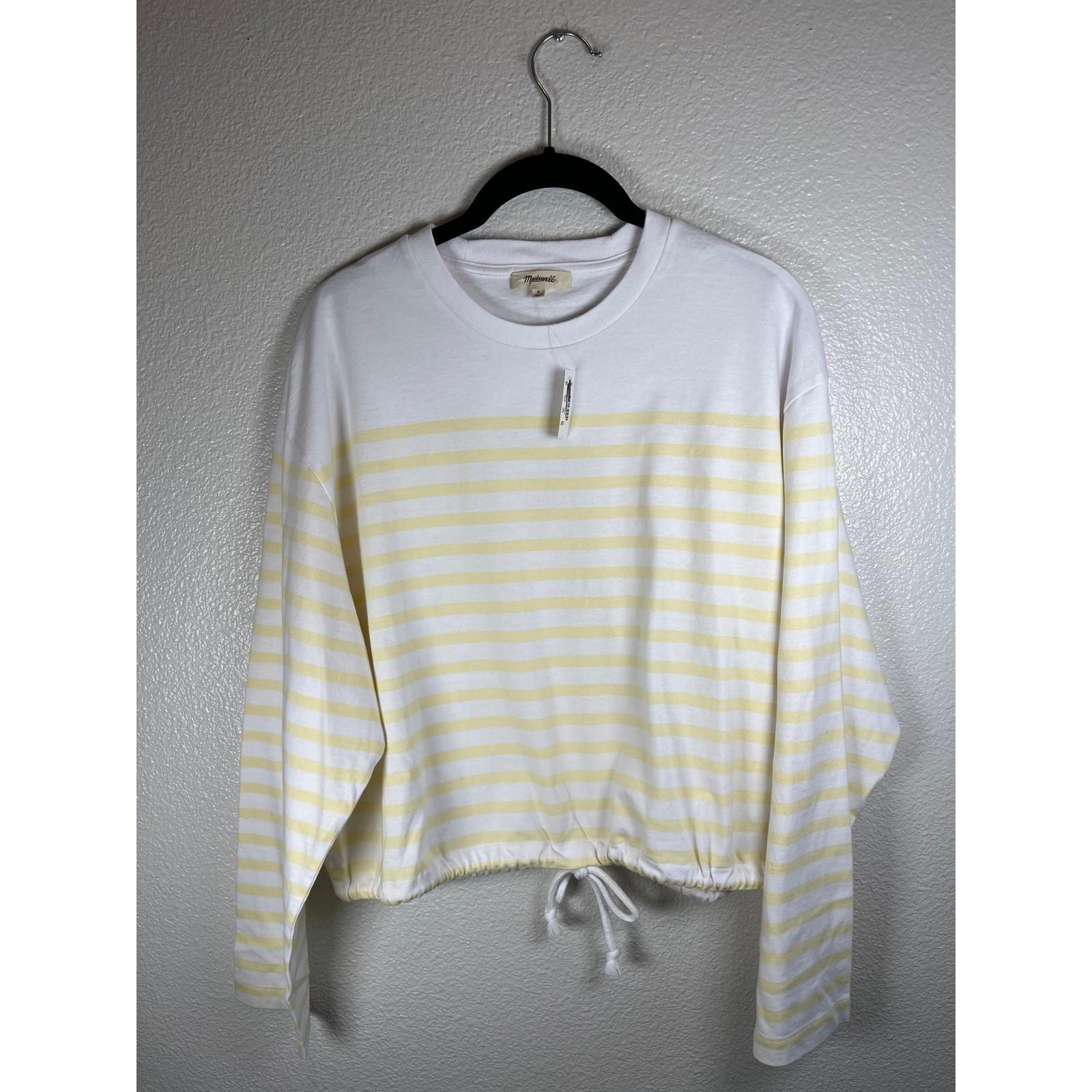 NWT Madewell The Perfect Tie-Waist Tee Allday Jersey Sheer Pineapple Striped SM