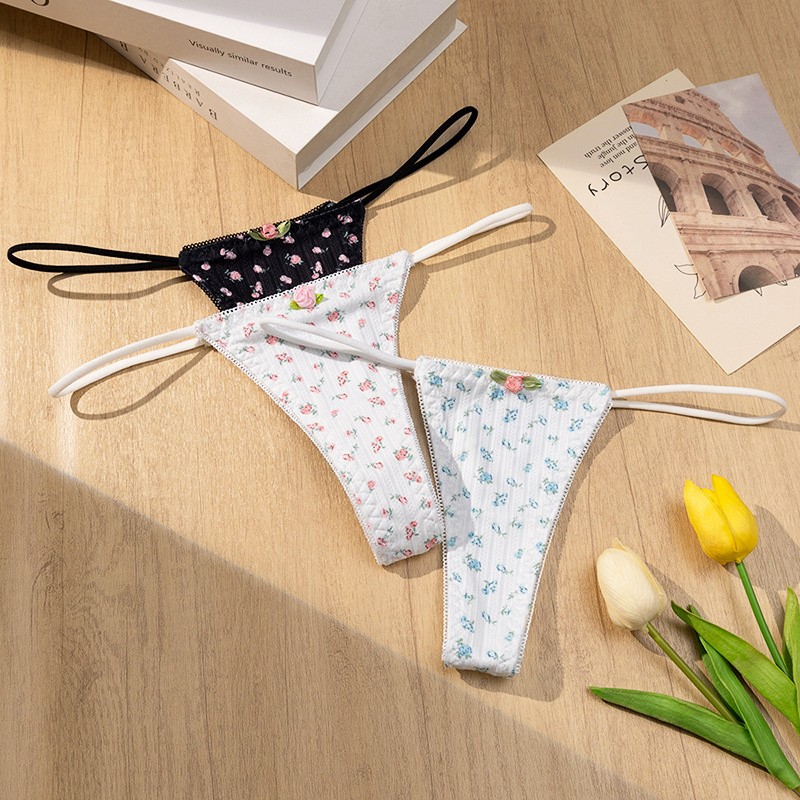 3 Pack Lot Sexy Womens Floral G string Thong Panties Underwear Lingeries Briefs