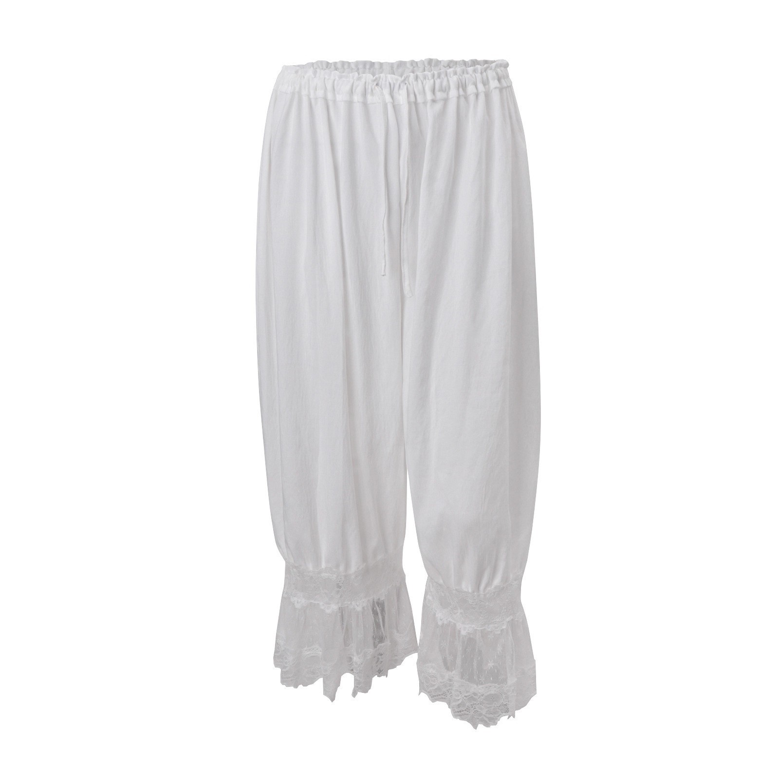 Women Victorian Pantaloons Pettipant Cropped Slip Bloomer Ruffle Lace Trim Pants