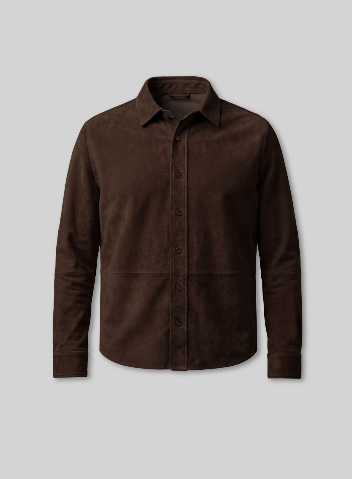 Mens Dark Brown Suede Leather Shirt Jacket Casual Shacket Slim Fit Overshirt New