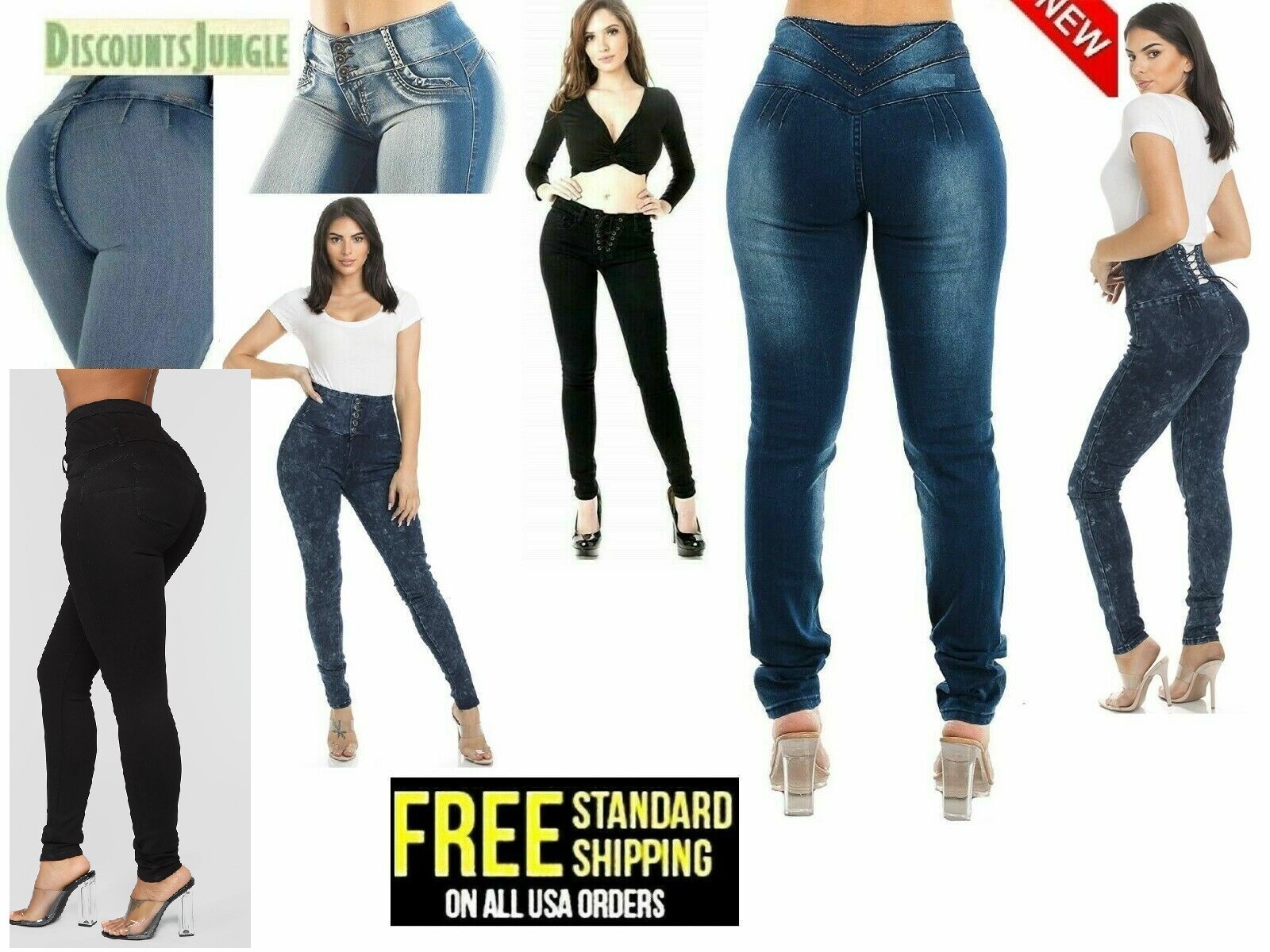 Colombian Design High Waist Butt Lift Levanta Cola Skinny Jeans