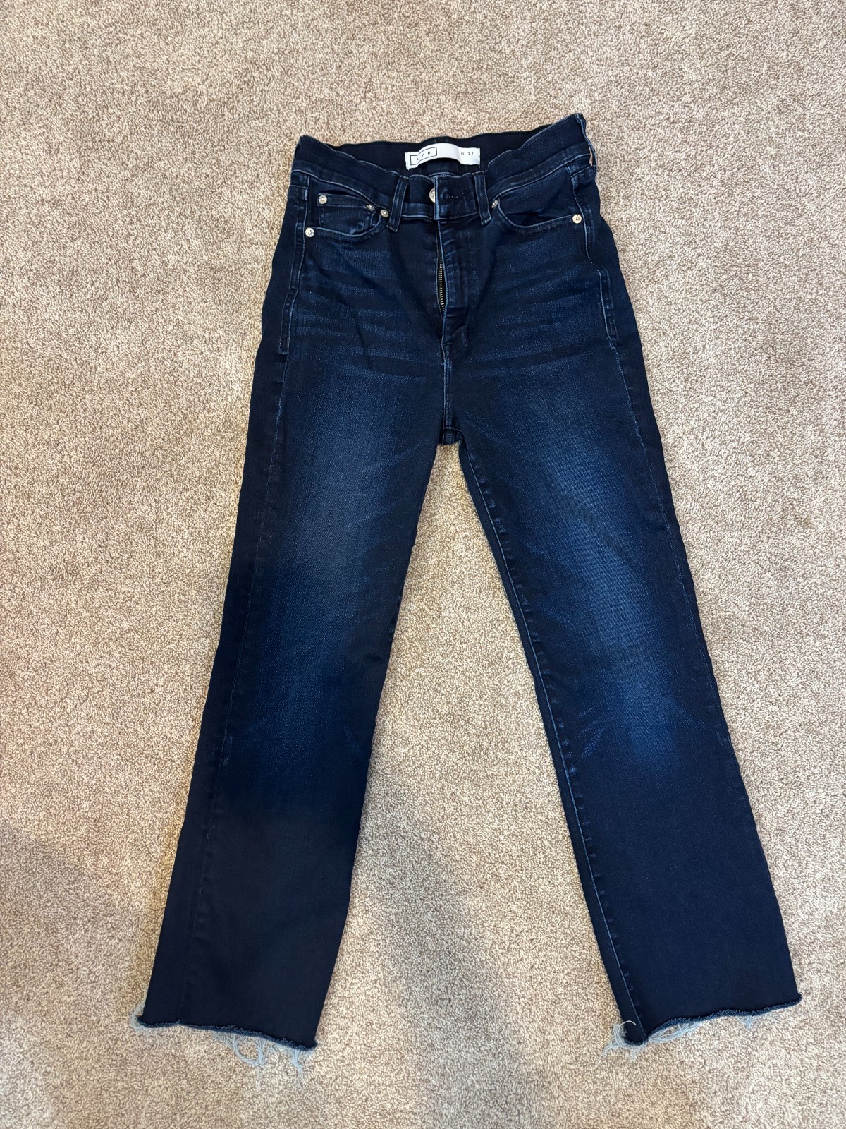 AYR Jeans Bomb Pop woman 27, dark blue, cropped, stretch, raw hem, mid rise