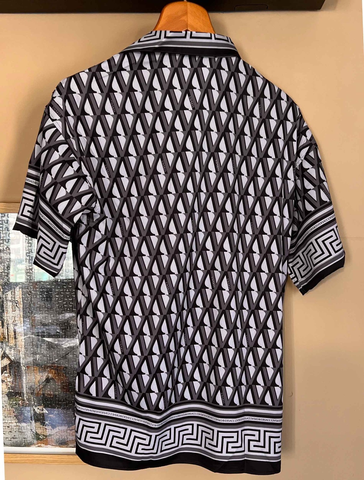 VERSACE Men’s V-Greca Shirt Medusa Button Down Thin Satin Shirt (No Custom Tax)