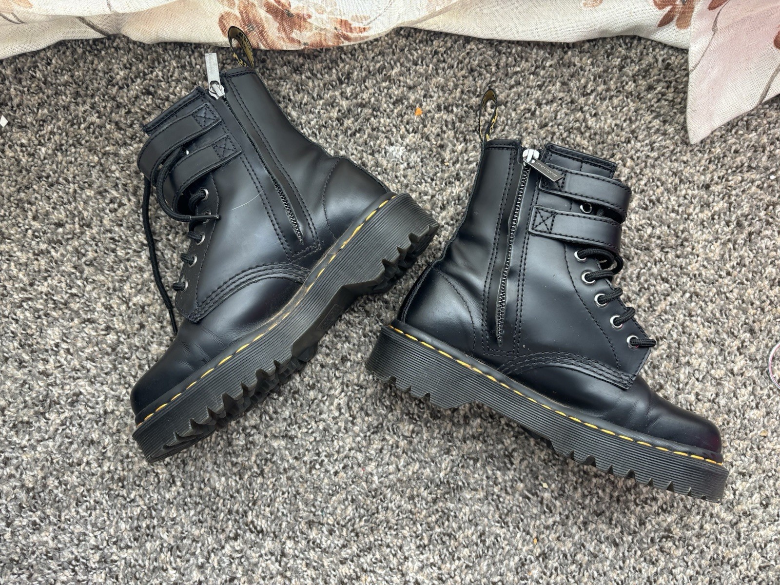 Dr. Martens Women’s US 6 Black Leather Combat Ankle Boots Lace-Up Side Zip
