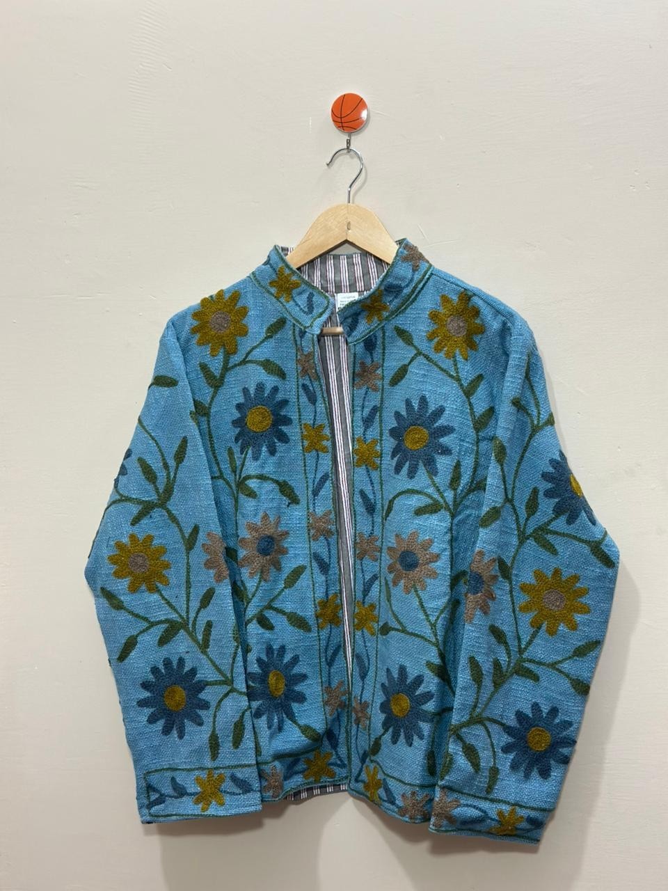 Indian Handmade Cotton Suzani Embroidered Jacket Women Boho Floral Ethnic Coat