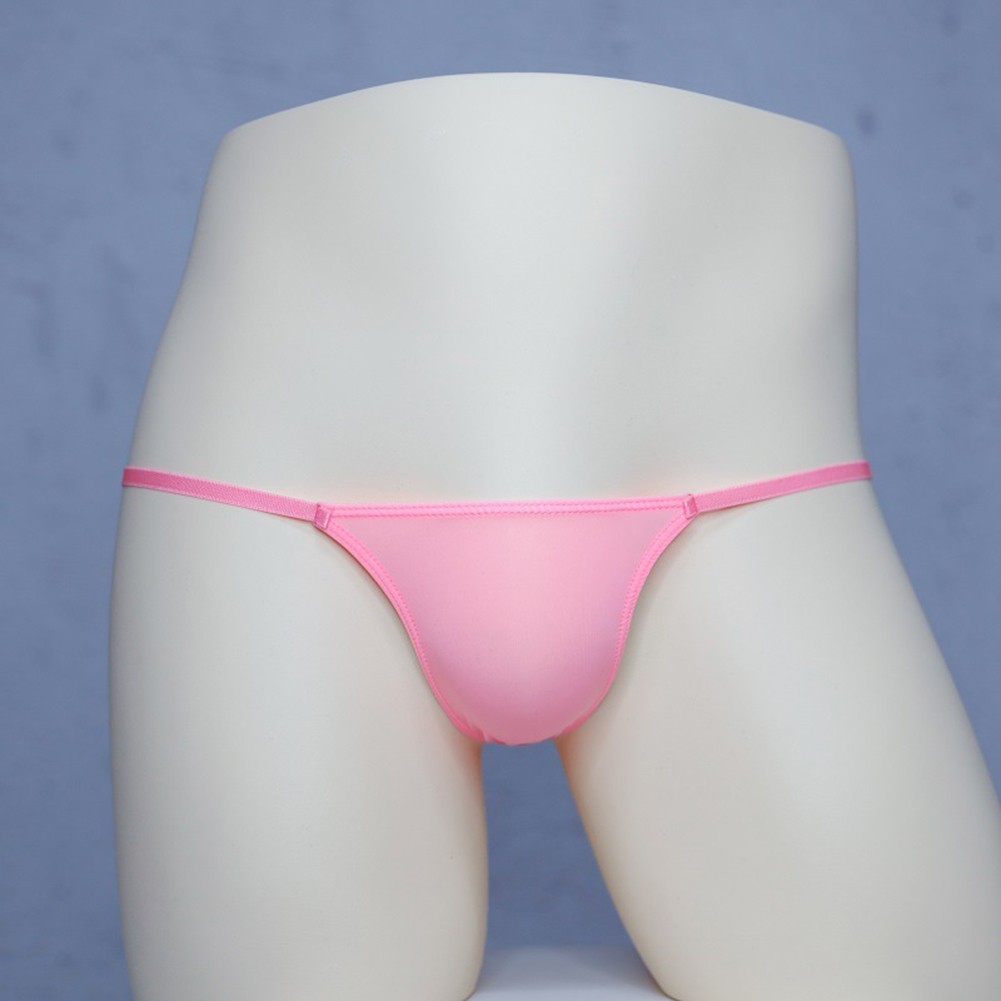 Sexy Mens T-Back G-string Thong Bikini Underwear Sheer Pouch Ice Silk Thongs