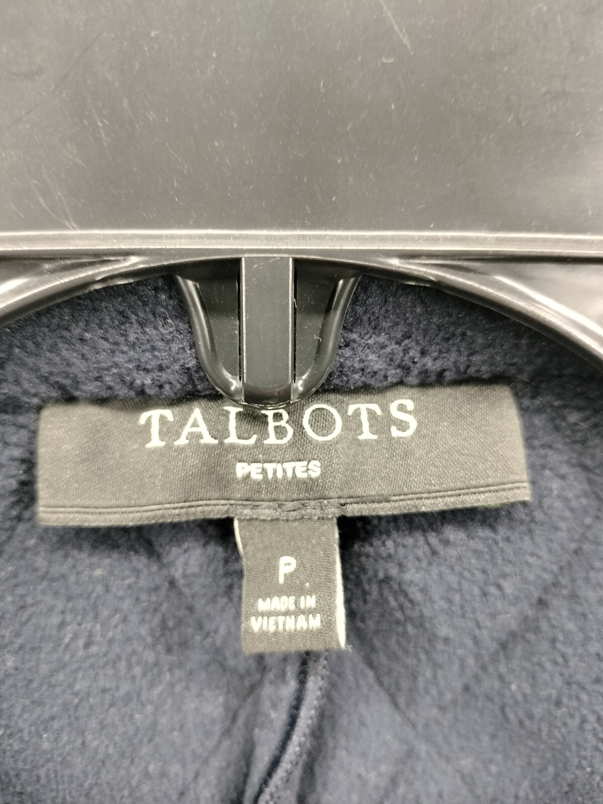 Talbots Vest Petite Diamond Quilted Navy Blue Fleece Lined Snap Button Gilet EUC