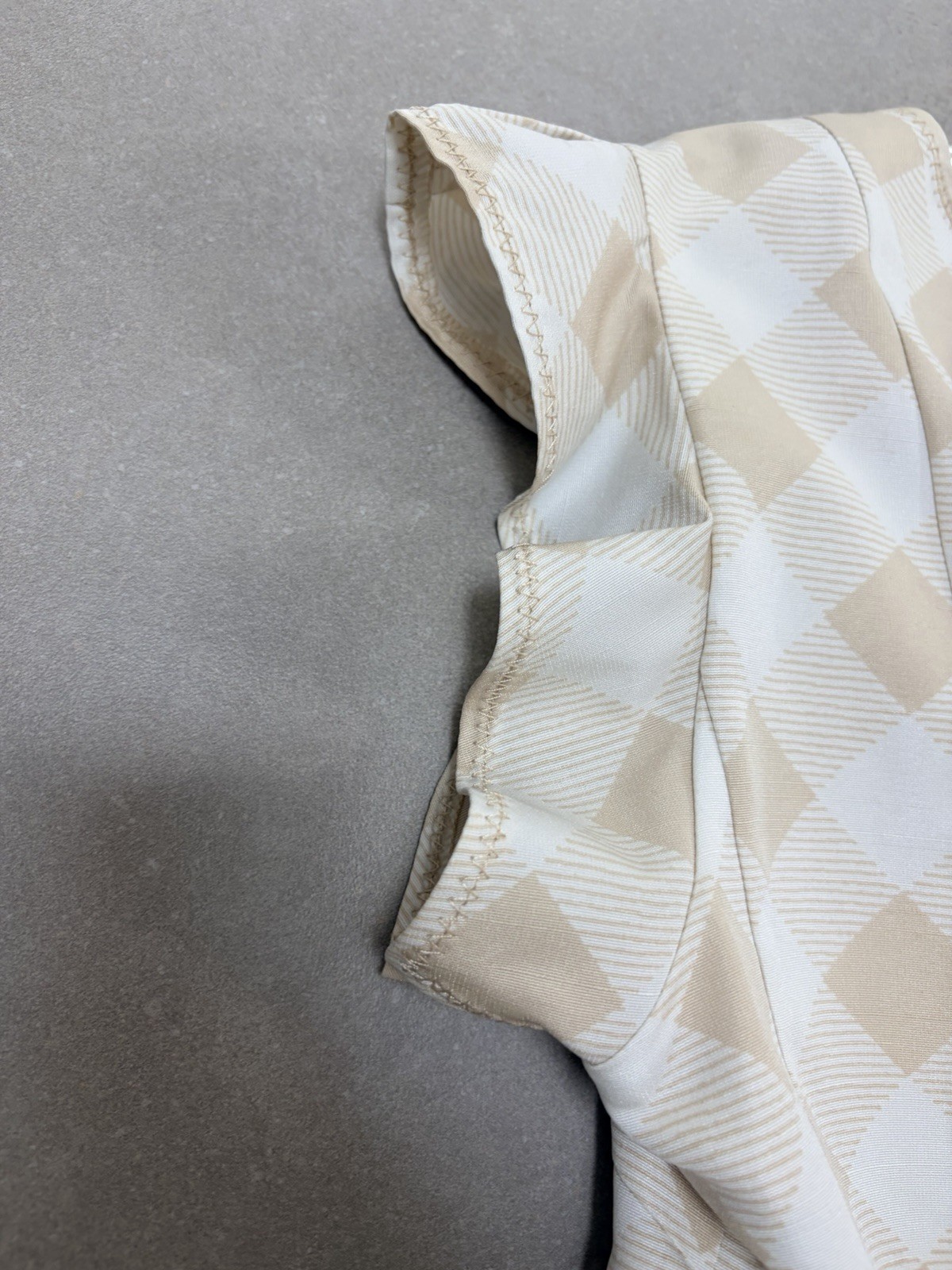 CELFORD Gingham Check Flare Dress Size 36 Beige White Ruffle Sleeve Japan