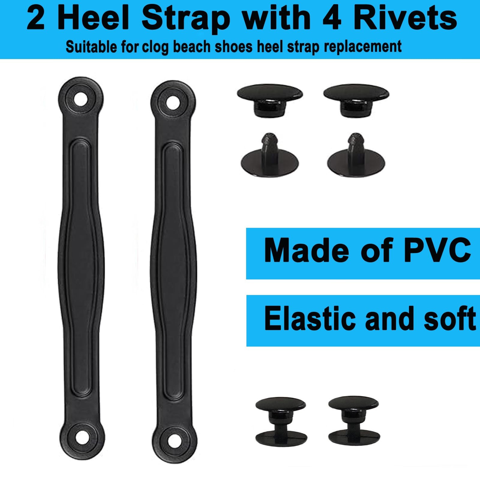 Koomduk Strap Replacement Parts for Clog Men and Women M6/W8-22.5CM, Black
