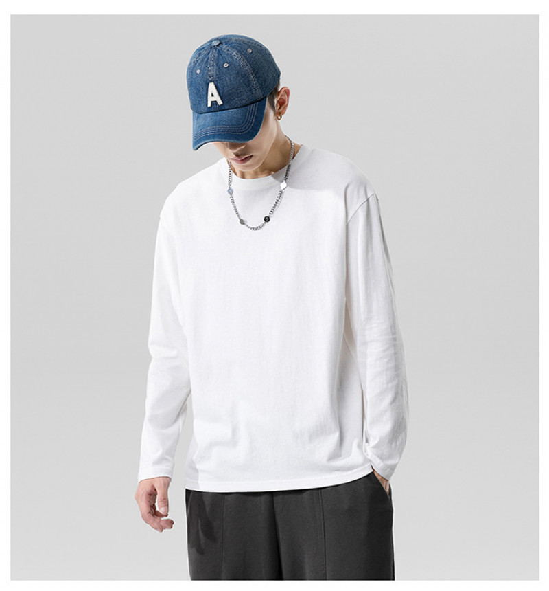 New Men’s Solid Color T-shirt Pure Cotton Top Inside A Student Leggings