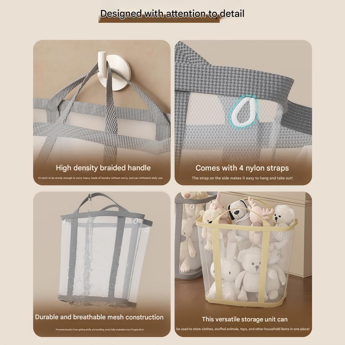 Large Summer Beach Mesh Bag Foldable Storage Tote Bags, Lightweight 16x15x9 in