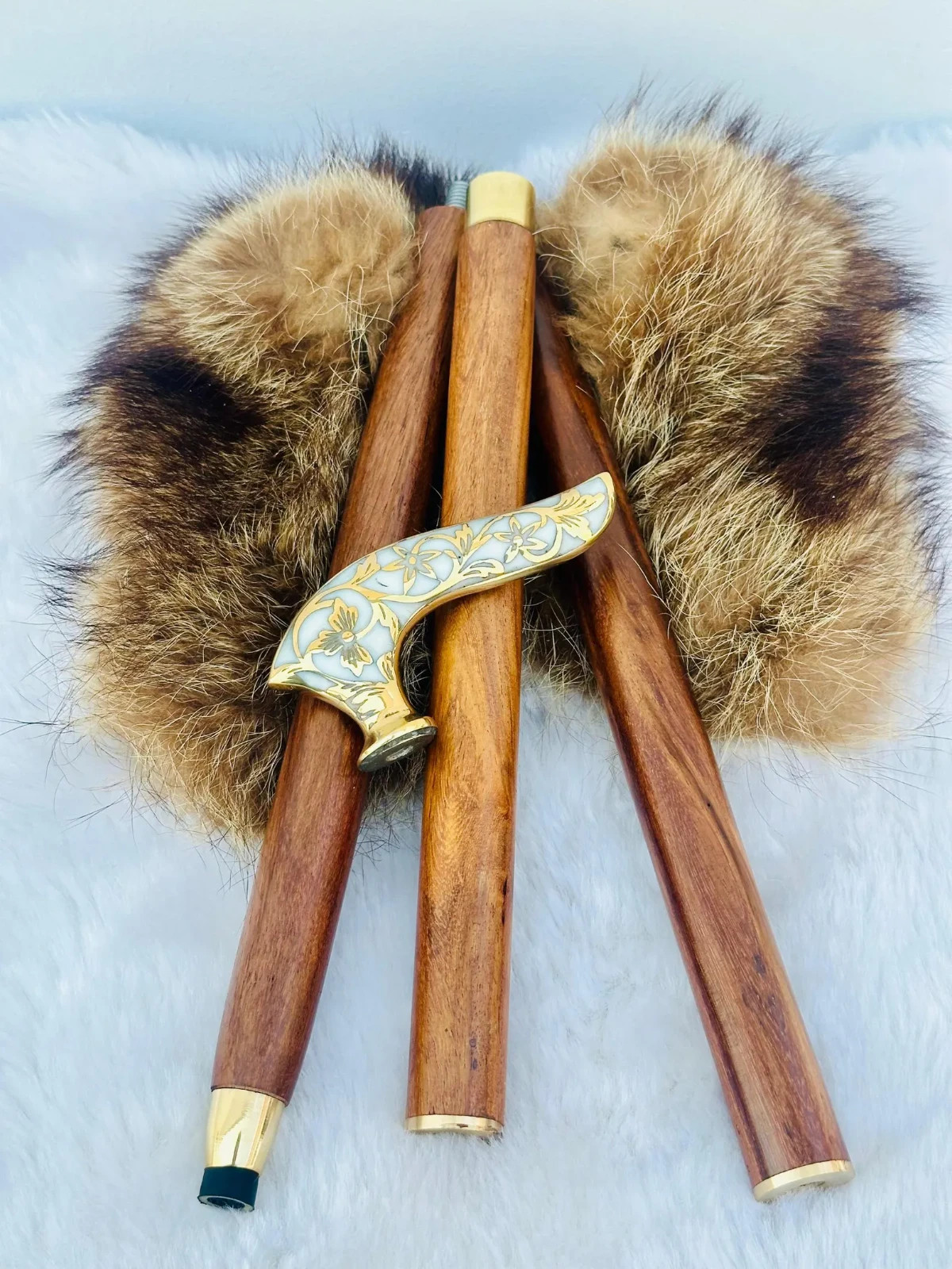 Handcrafted Floral Brass Cane Handle – Vintage Decorative Walking Stick Top