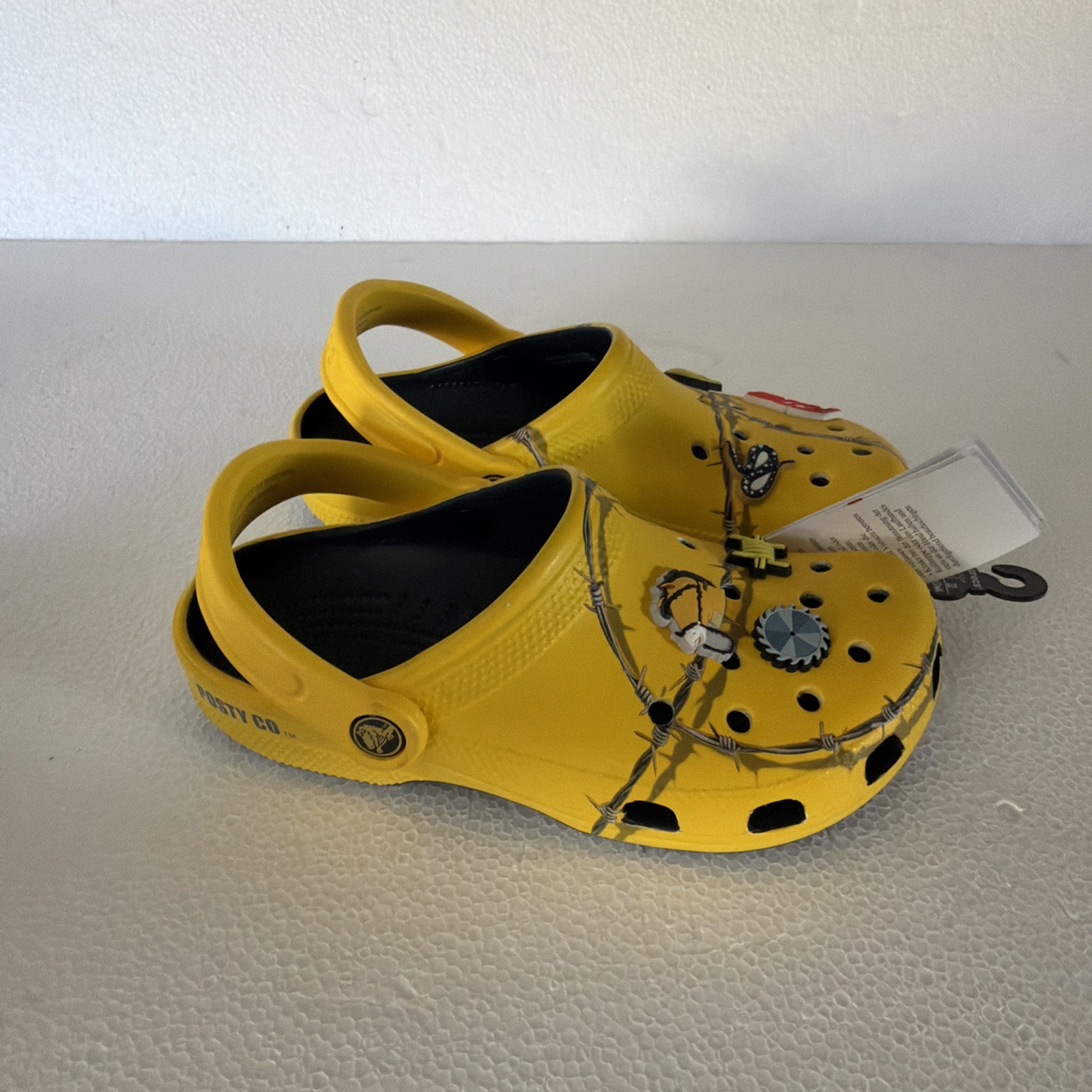 Post Malone Barbed Wire Crocs Yellow w/ Jibbitz Size Men 4 Women 6 Posty X 2019
