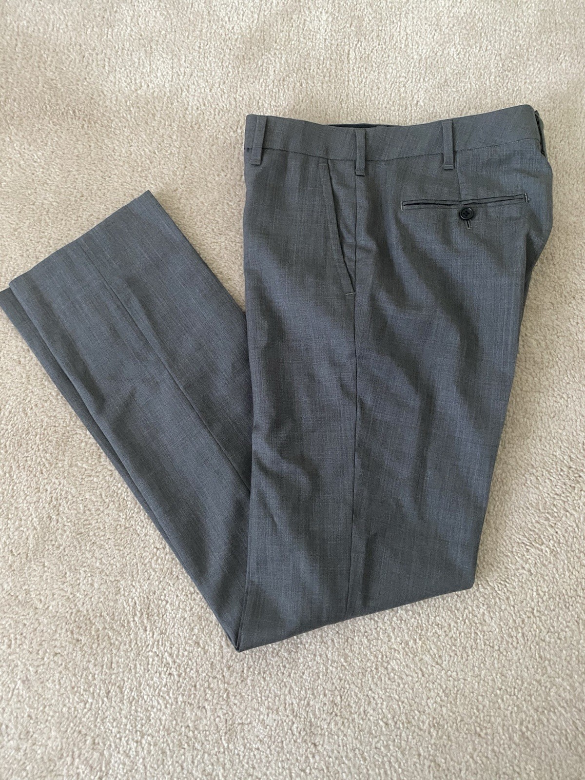 Mens Bonobos Flat Front Dress Pants Gray 100% Wool 28×31