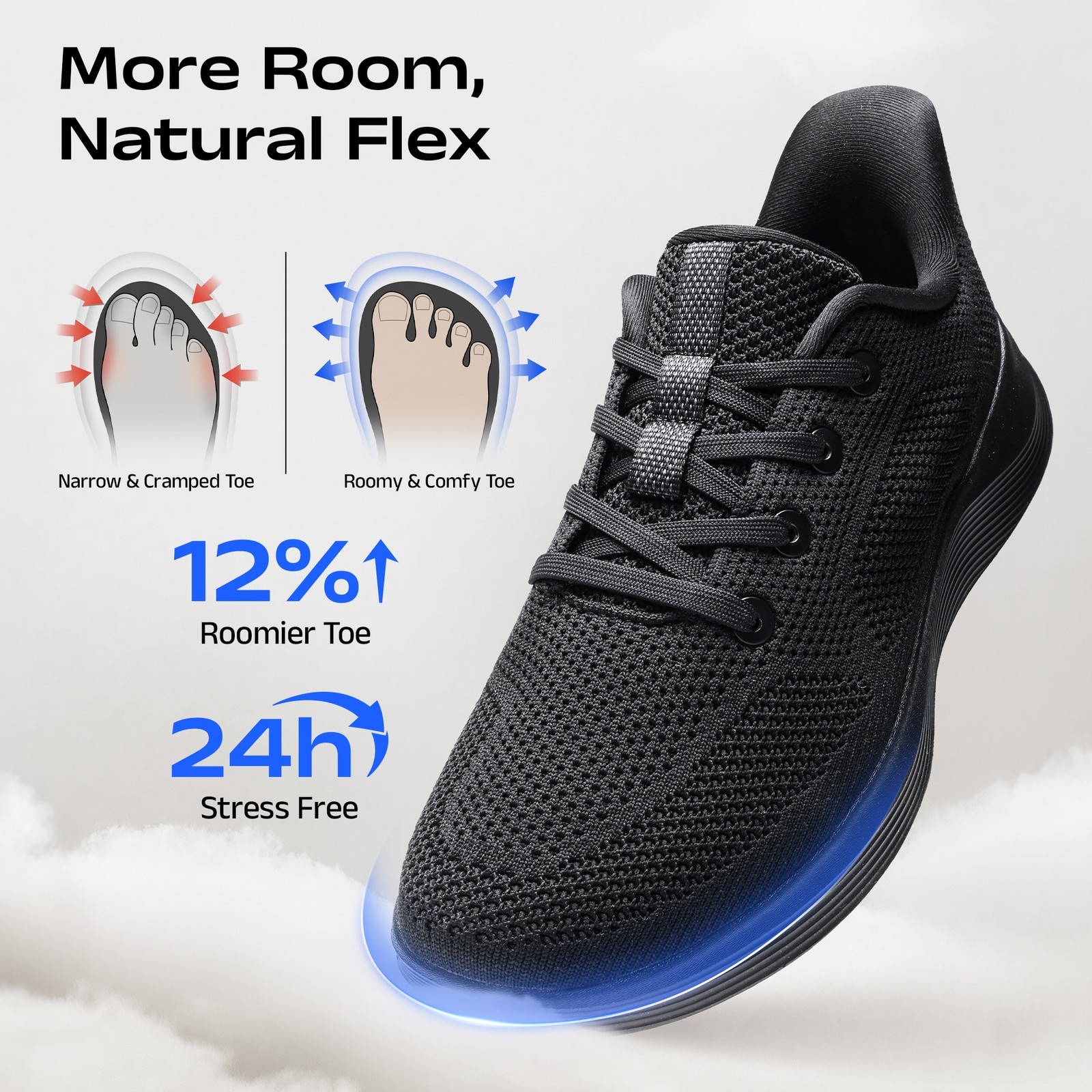 Men’s Roomy Toe Slip On Sneakers Hands Free Casual Walking Shoes