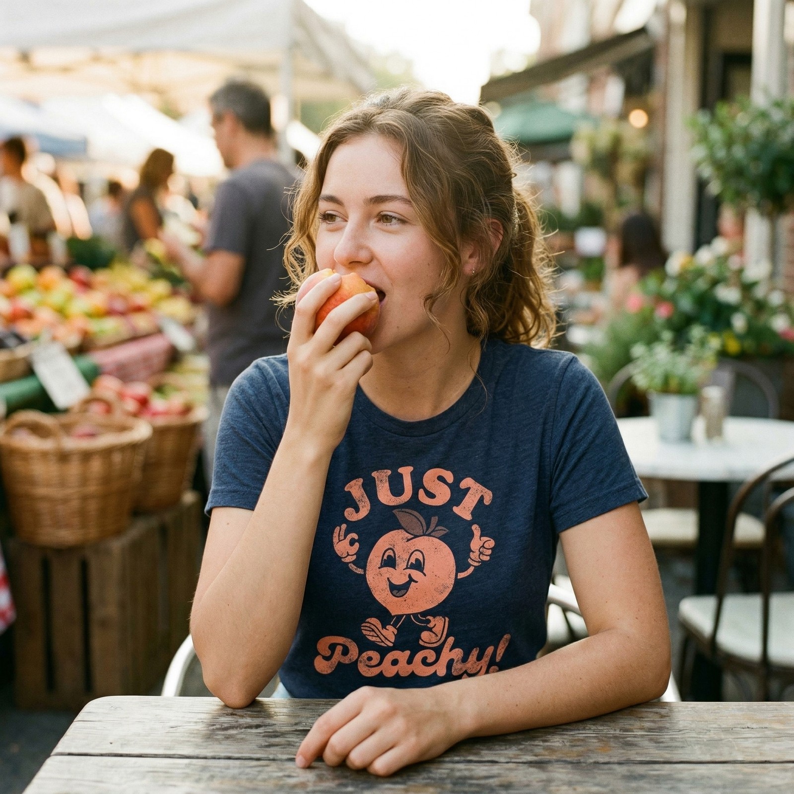 Womens Funny T Shirts Just Peachy Sarcastic Graphic Tee For Ladies