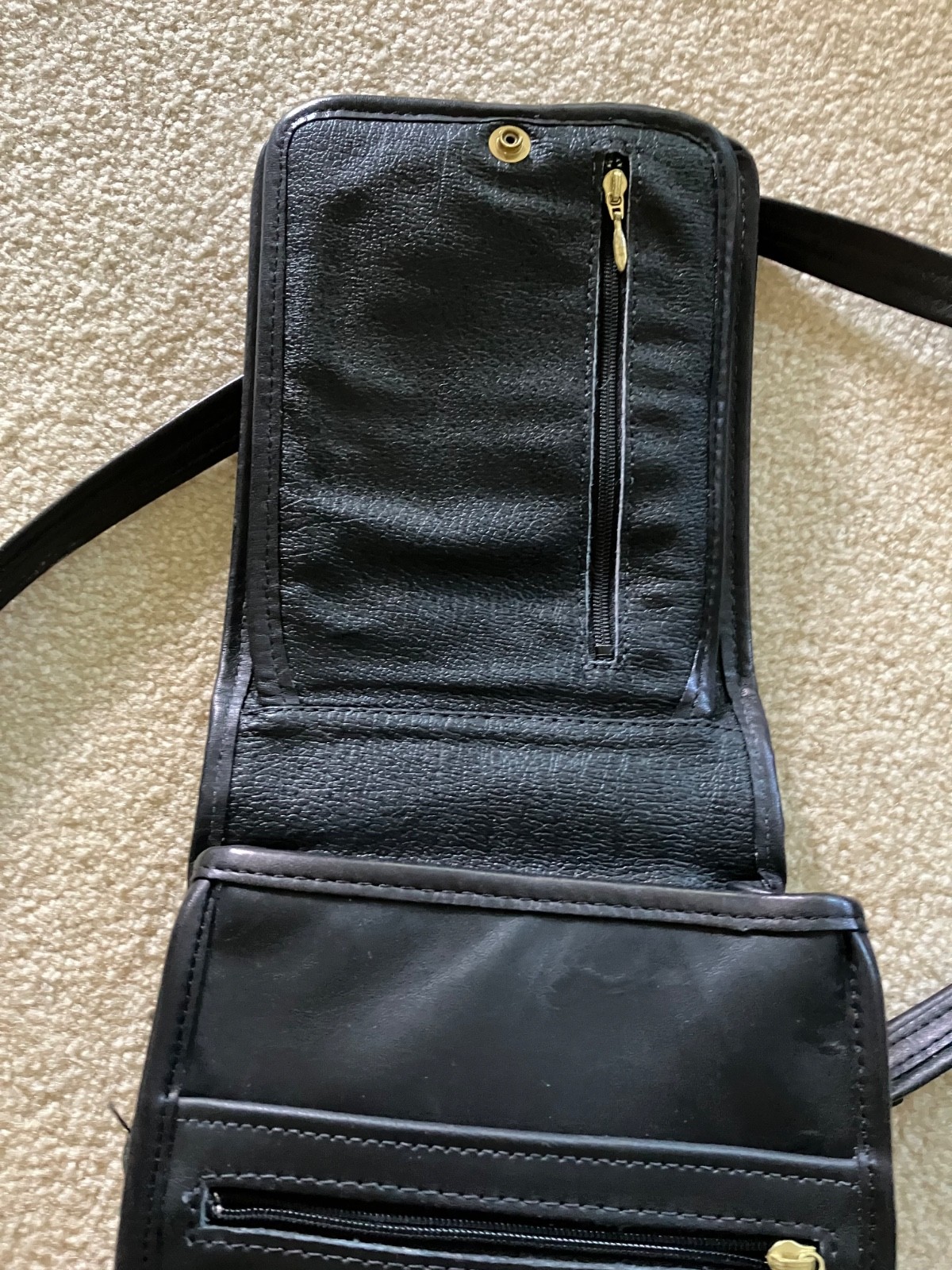 EUC Leaf Leather Hand Made C.L. Whiting Cross Body Bag Vintage Large Handbag