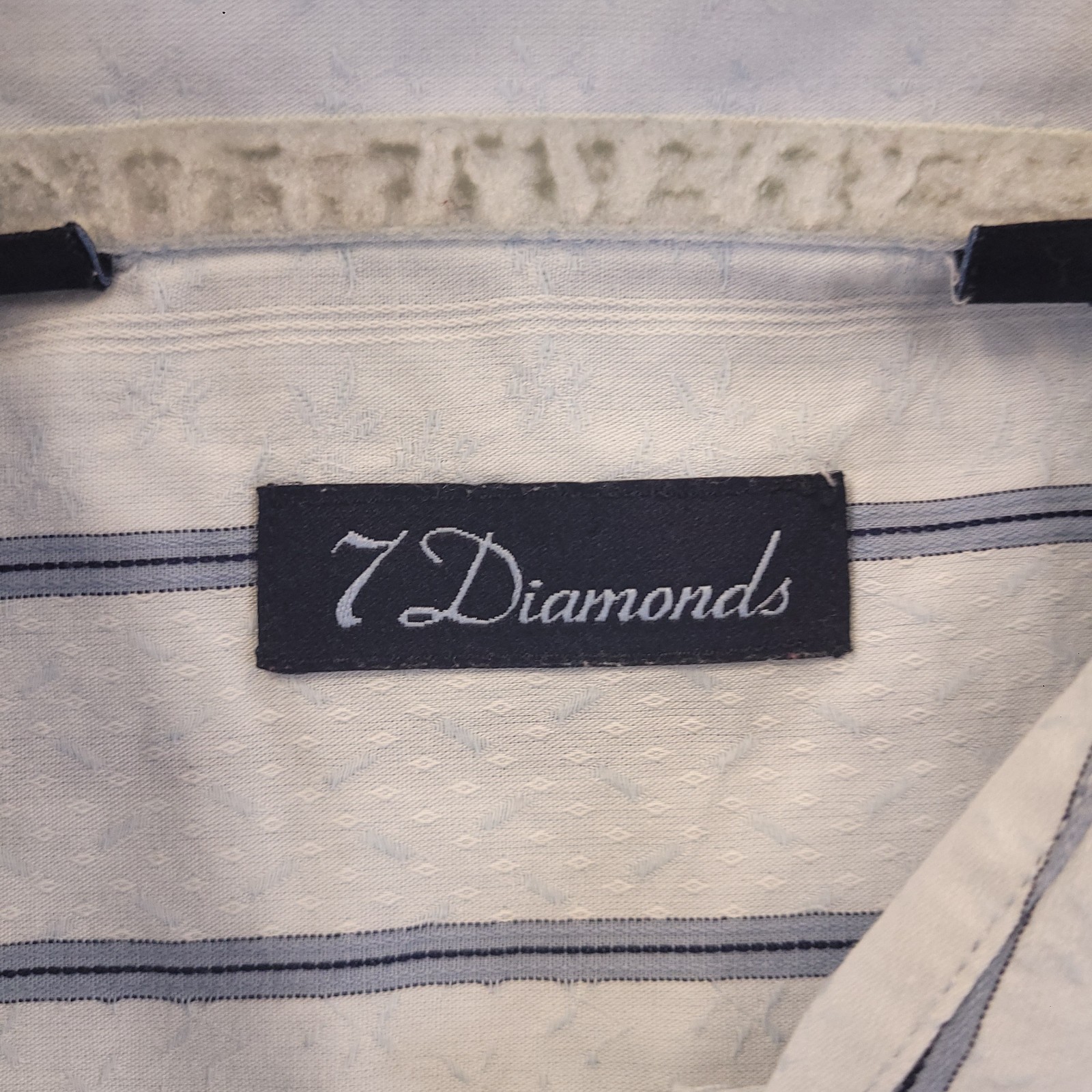 7D 7 Diamonds Shirt Mens XL Cotton White Striped Spread Collar