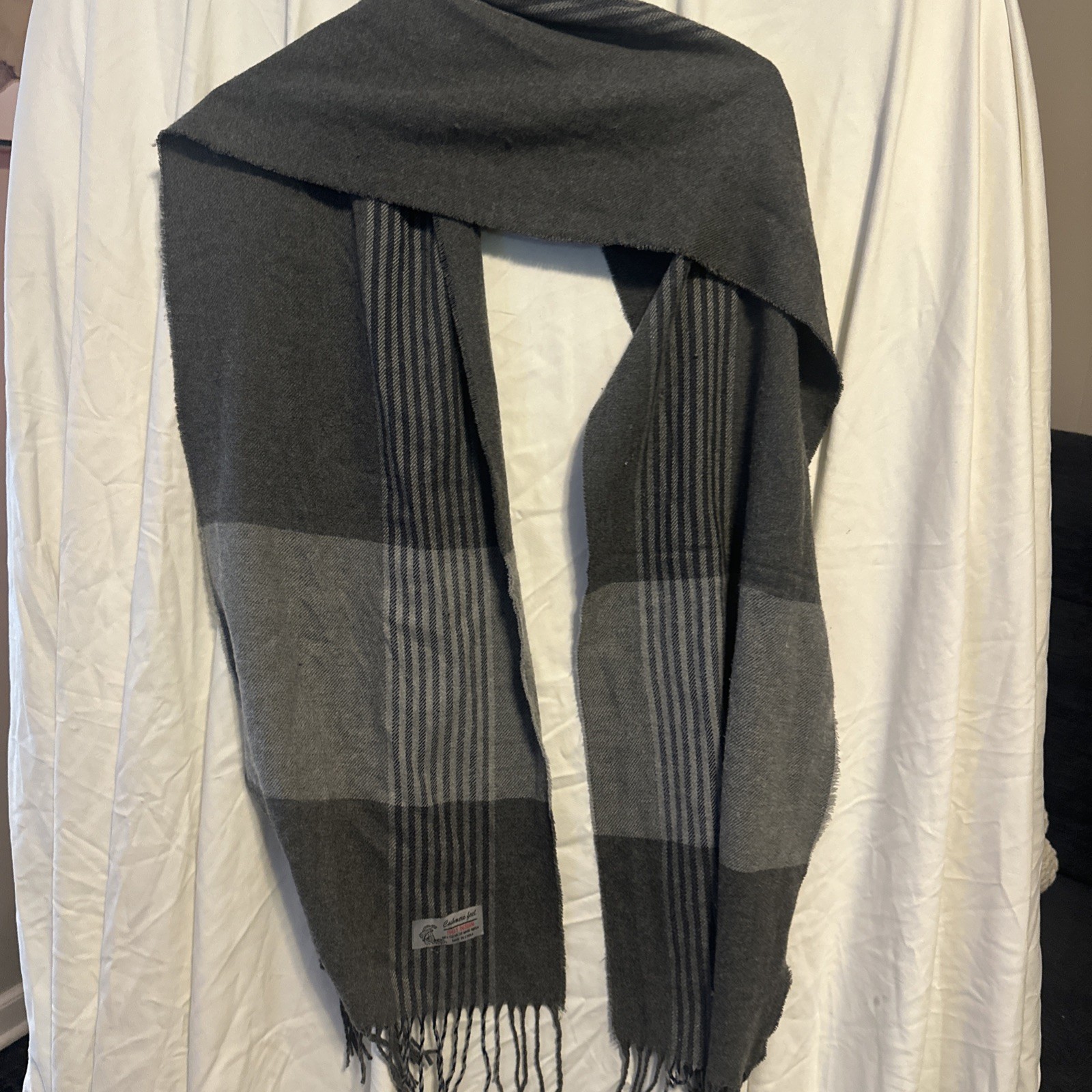 Kashmir Fuel, Italy, Design, Grey And Black Scarf