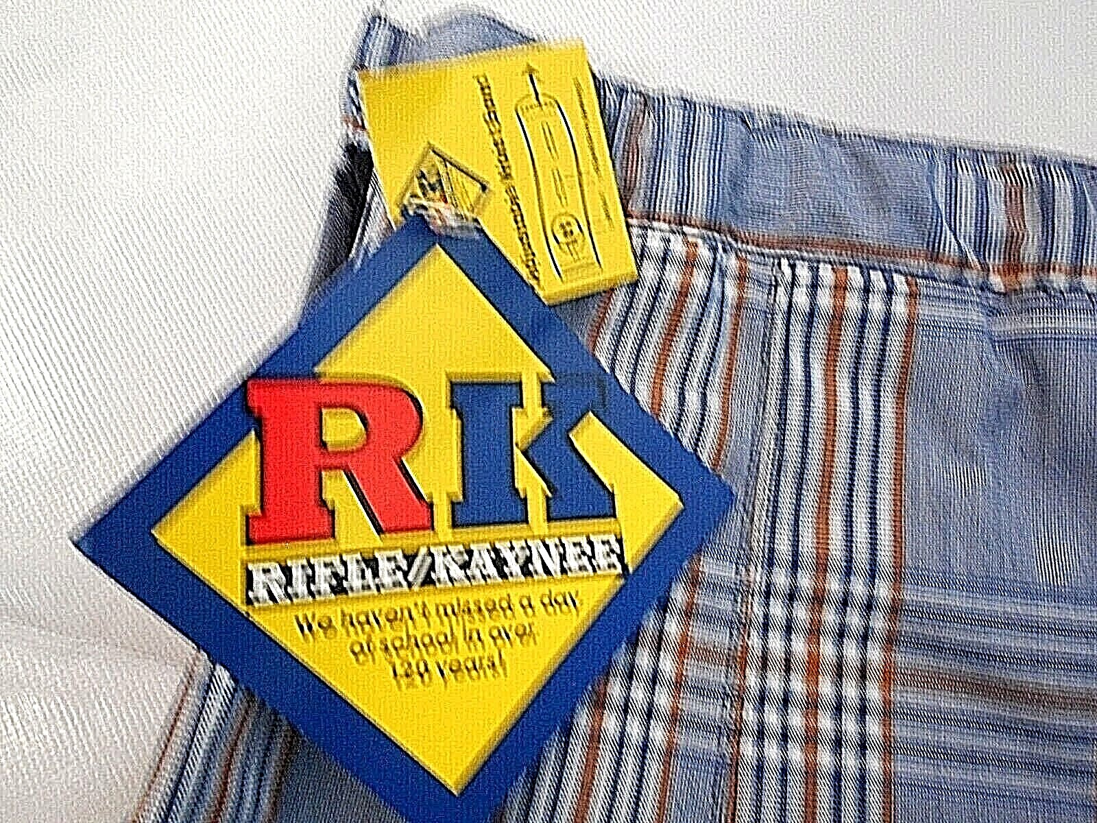 Girls R/K Lt. Blue White & Orange Plaid Box Pleat Uniform Skirt Sz 71/2 – 161/2