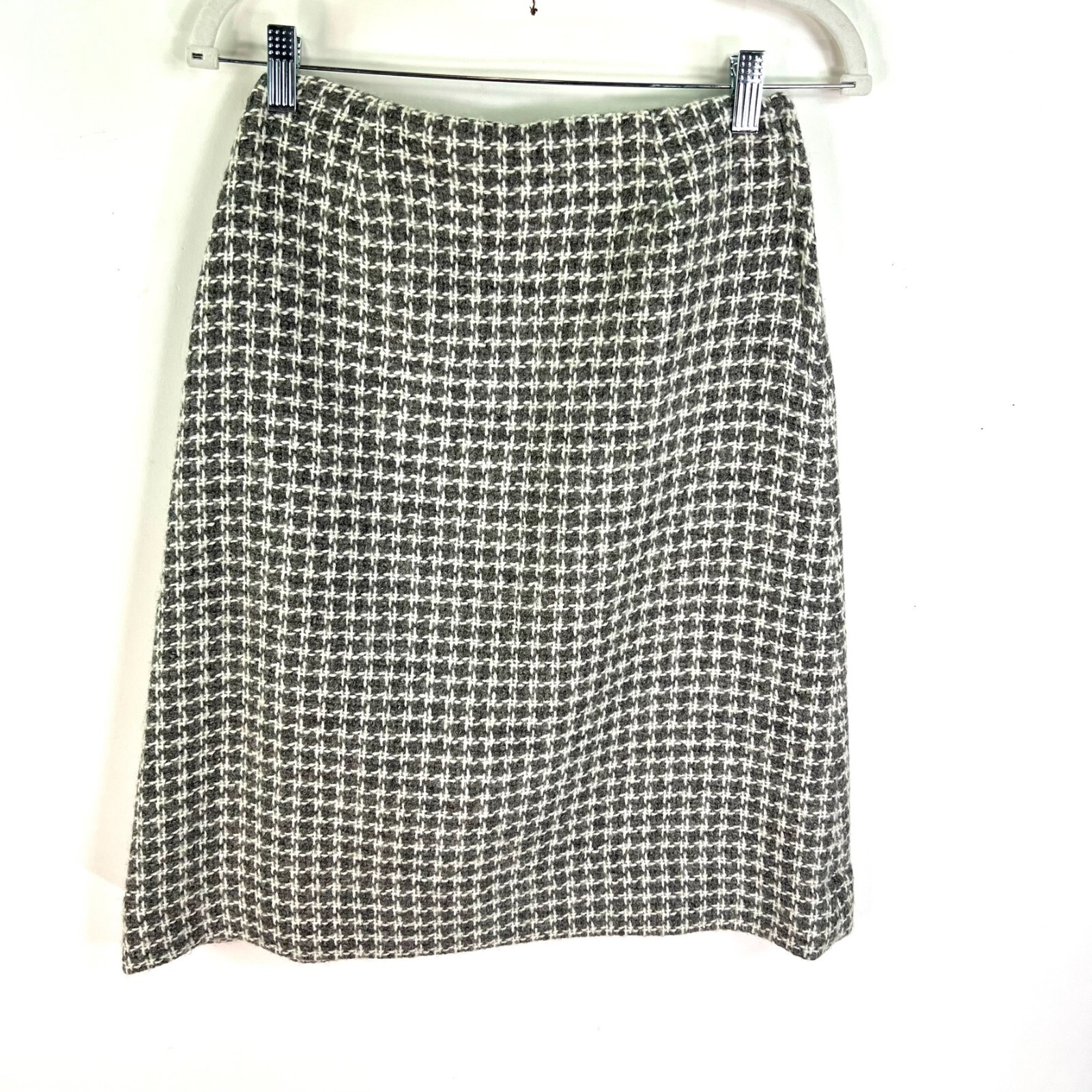 Dalton Houndstooth Wool Skirt Women’s Skirt M Black White Fully Lined Side Zipp
