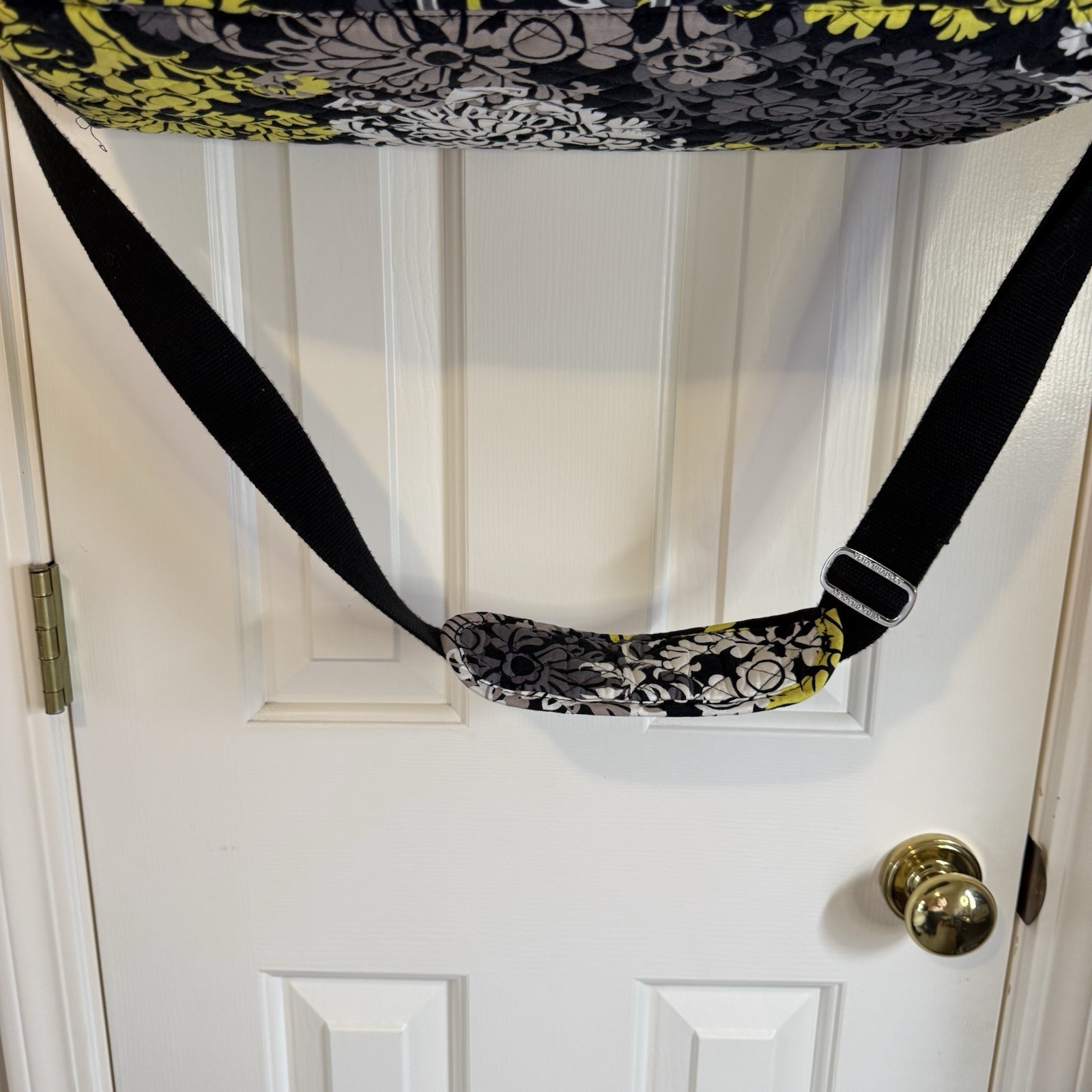 Vera Bradley Fanfare Traveler Weekender Bag Black White Yellow Boho Paisley