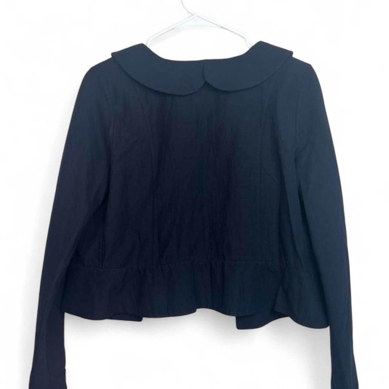 Marni Womens Navy Cropped Jacket Peter Pan Collar Womens IT 42 Parisian Chic