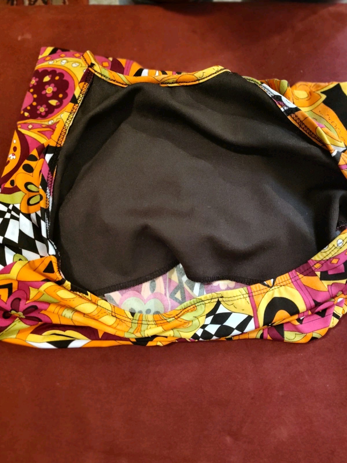 Vintage A buyer Halter Top Size Sm USA Psychedelic Floral Paisley Boho Hippie
