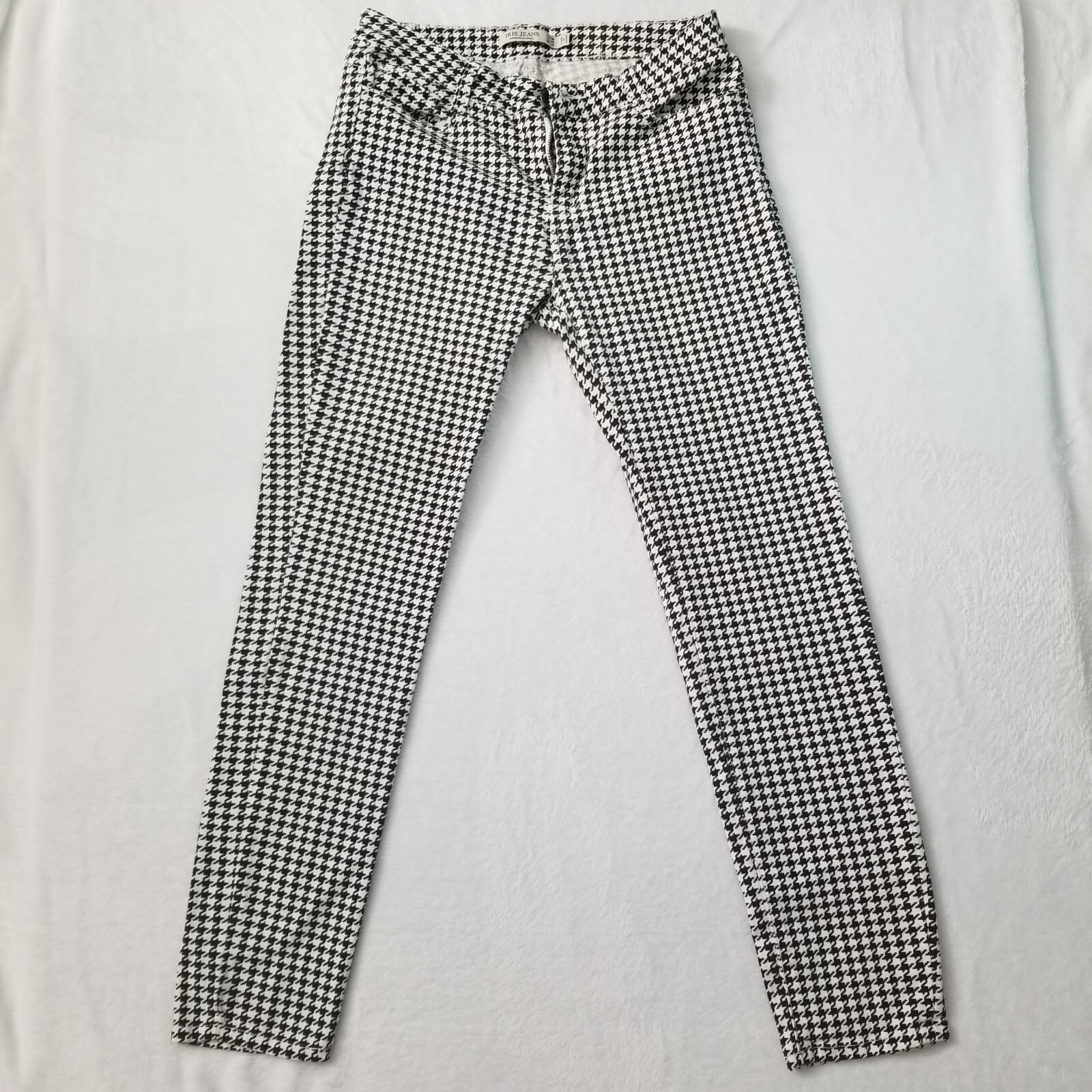 Iris Jeans Black and White Checkered Print Size 9 Pants Fast Shipping