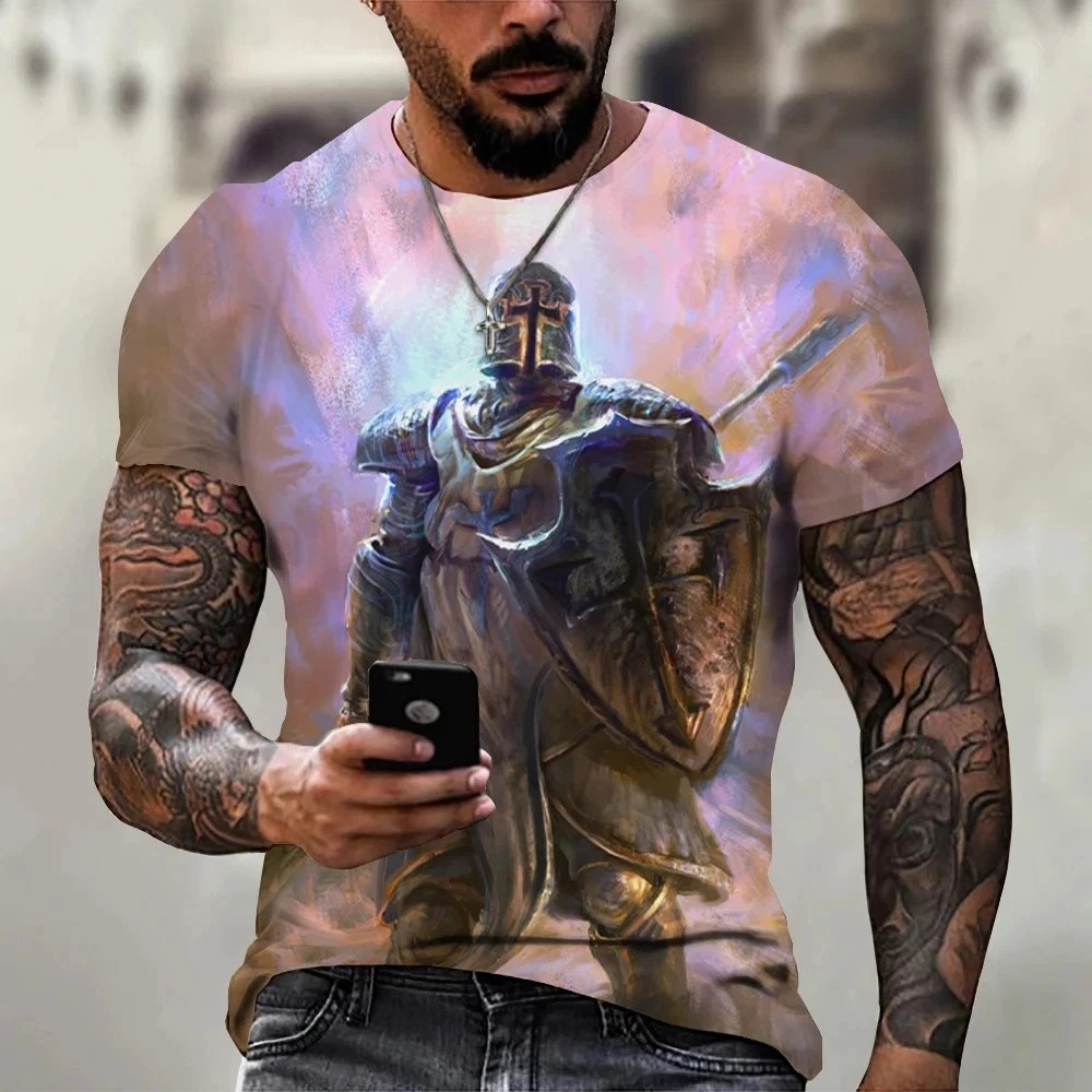 Knights Templar T-Shirt Men’s Christian Warrior Crusader Cross 3D Printed