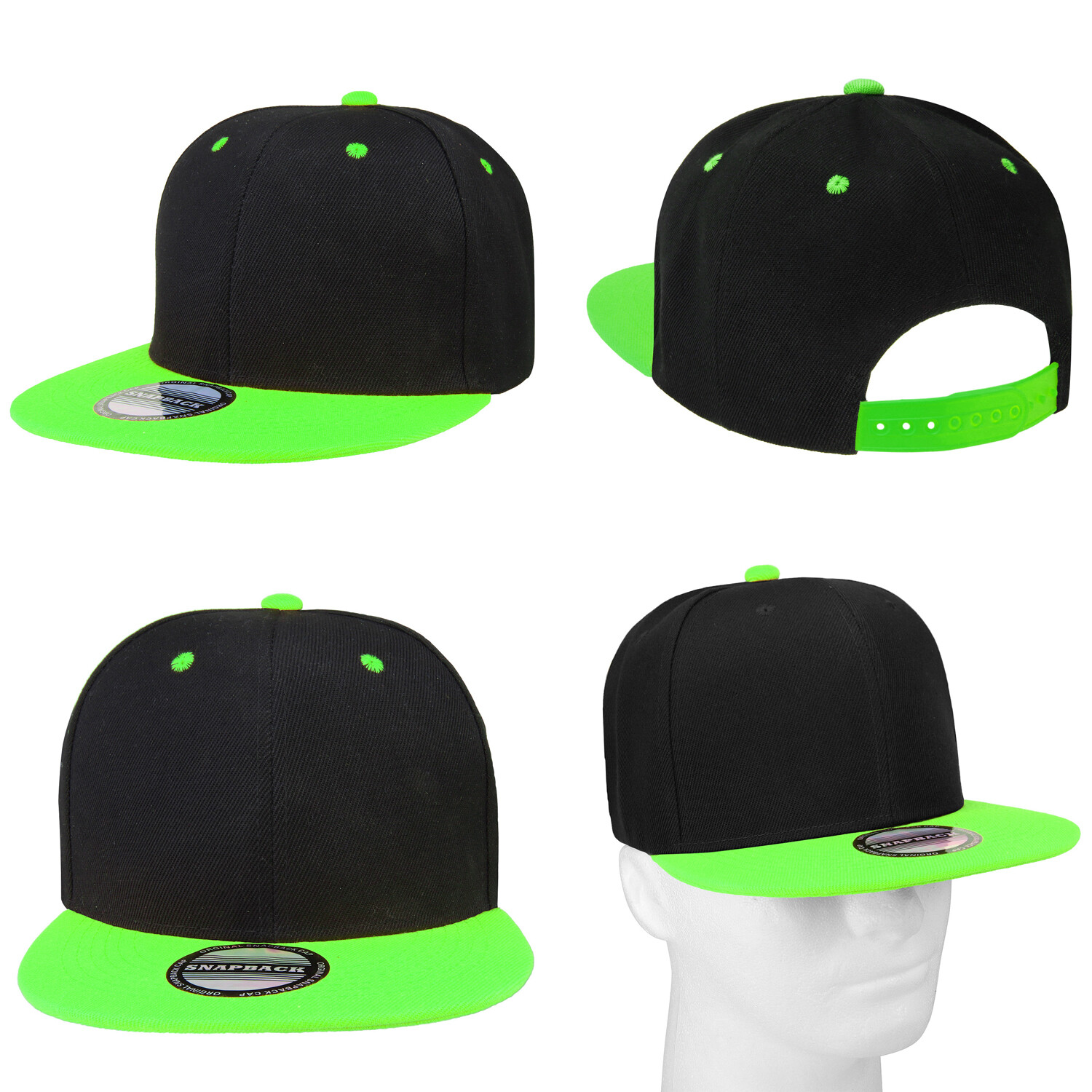 Wholesale lot 12 pcs Blank Snapback Hats Hip Hop Style Adjustable Size Flat Bill
