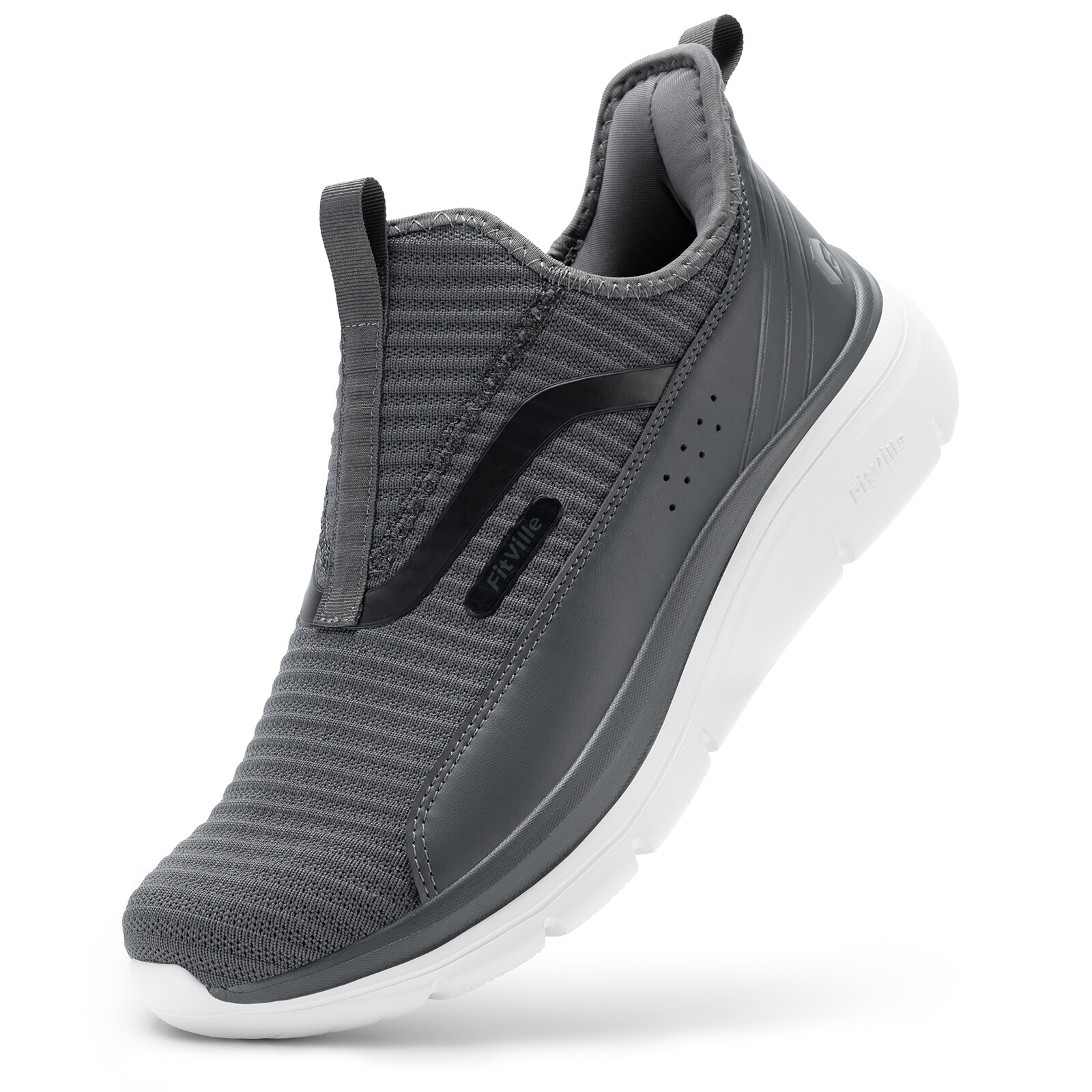 FitVille Men’s Extra Wide Slip On Walking Shoes Arch Support Sneakers