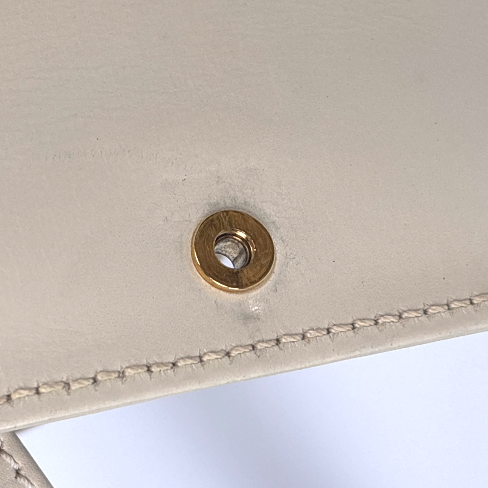 CELINE Leather Shoulder Bag Triomphe Beige Clutch From Japan