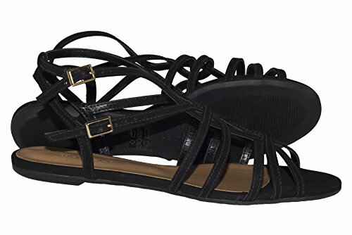 Miss Unique 2161817 Italian women black nubuck strappy sandals