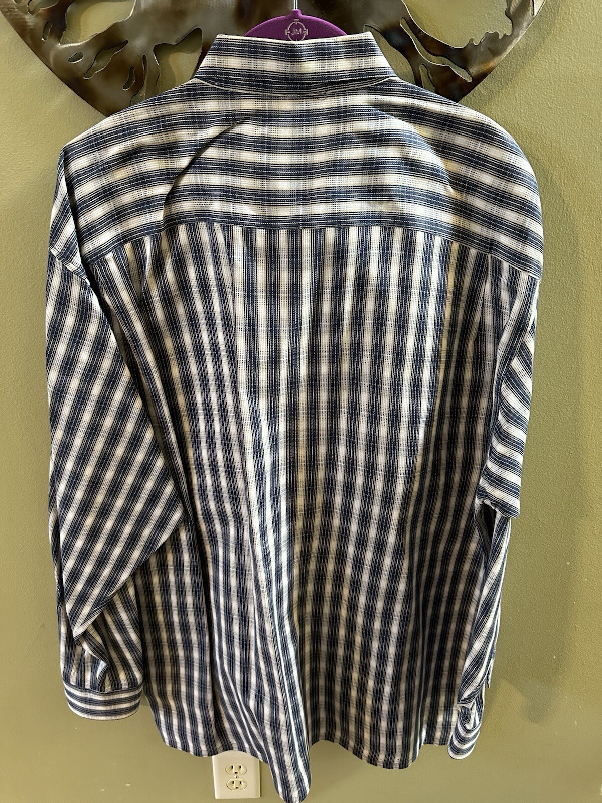 JNCO Men’s Button Up Shirt Blue Beige White Plaid XL Vintage Baggy Y2K Street
