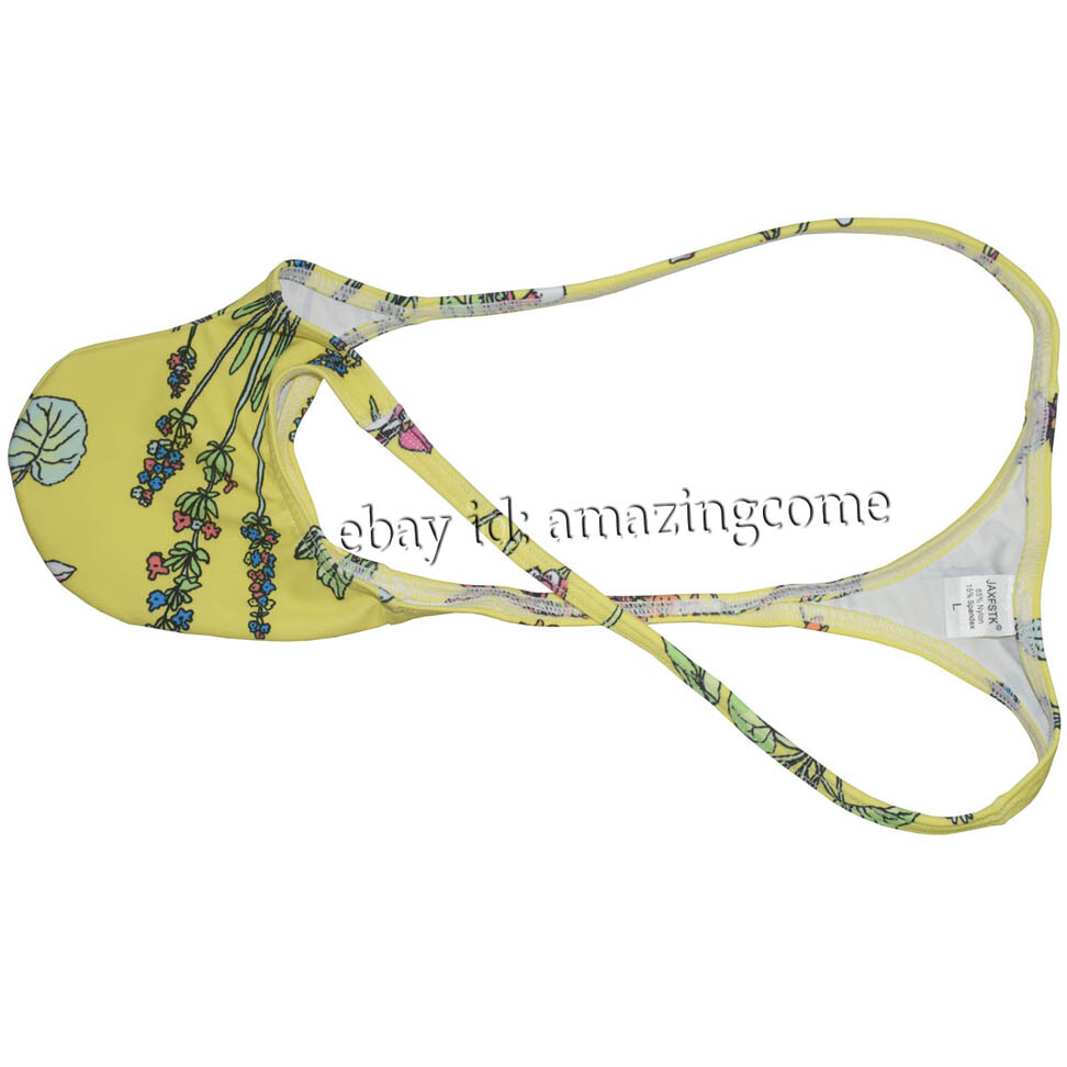 Mens String Thong Contoured Pouch Grape Smugglers Floral Micro Bulge T-back Slim