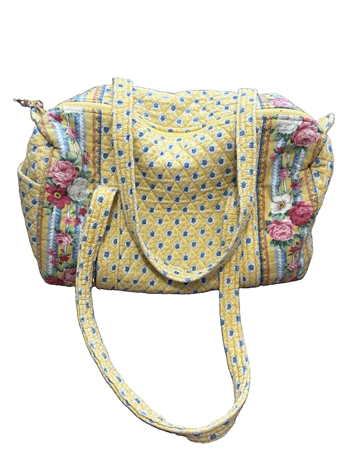 VTG Rare Vera Bradley Elizabeth Retired Small Duffel Handbag Yellow Rose Floral