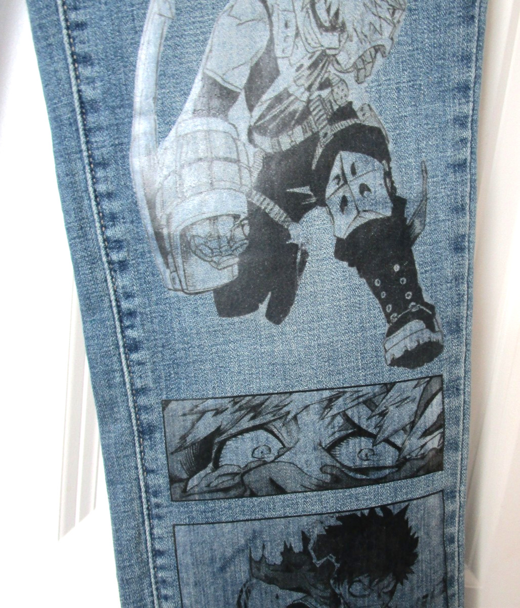 Levis 505 Hero Academia Graphic Print Straight Leg Custom Denim Jeans Women Sz 4