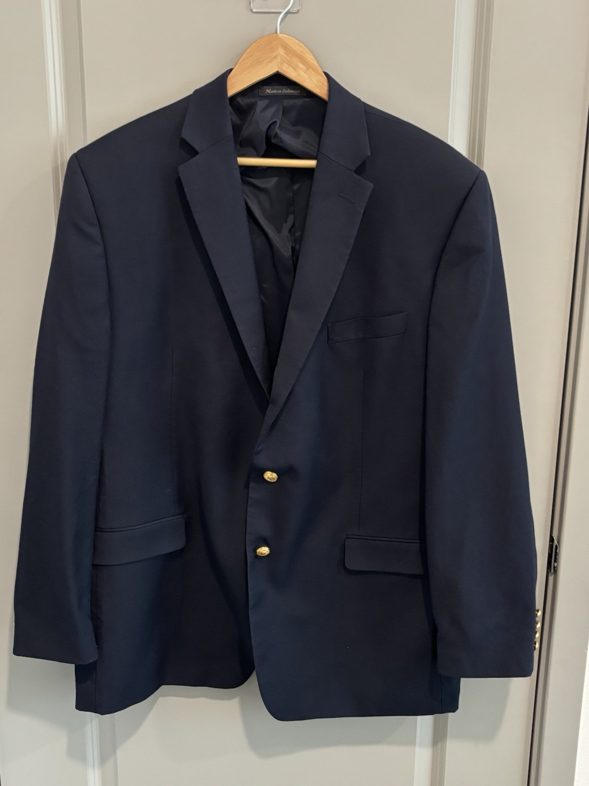 Lauren Ralph Lauren Navy Wool Blazer 46L Single-Breasted 2-Button Notch