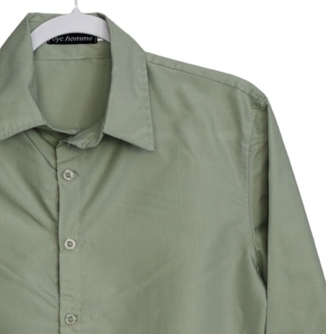 BYC Homme Size S Mens Green Long Sleeve Button-Up Shirt