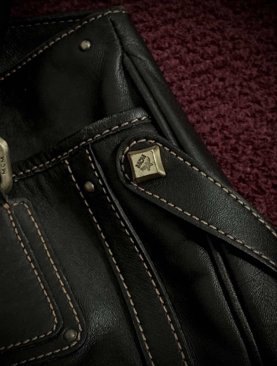 MCM MUNCHEN Leather Vintage Germany Dark Black