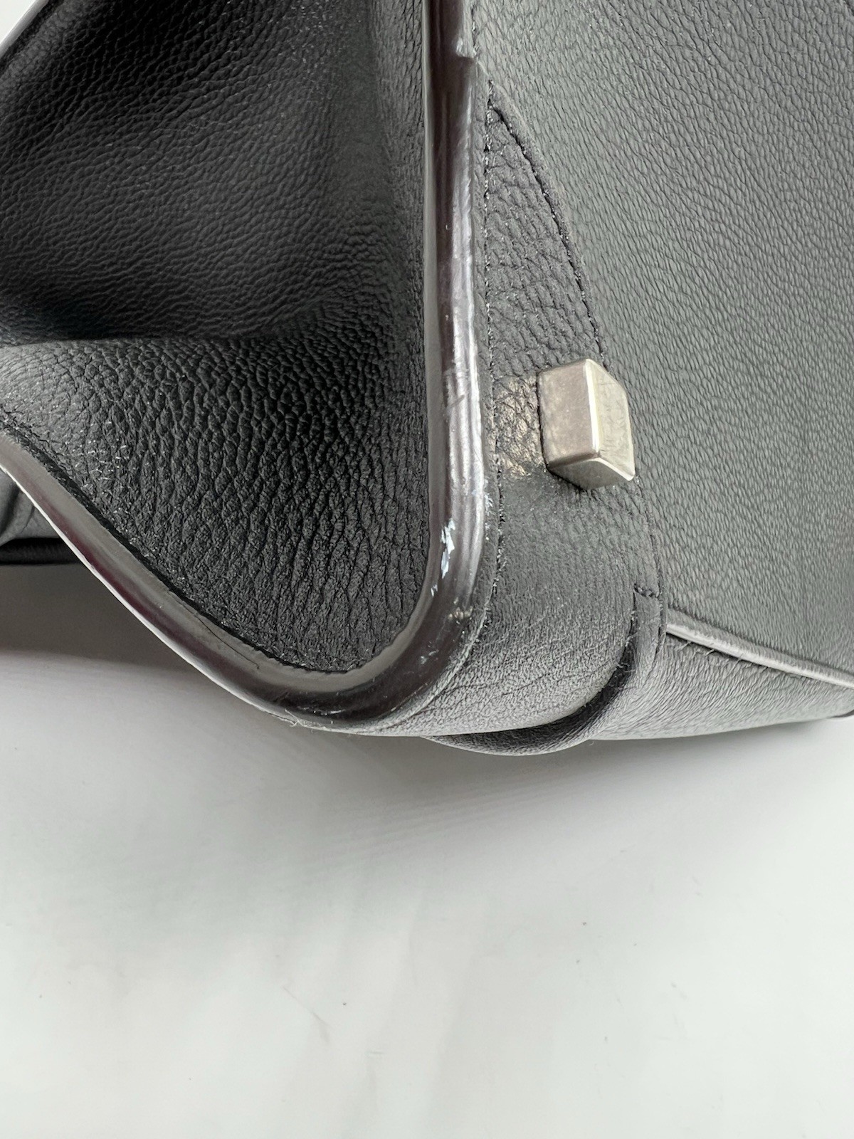 Authentic Celine Nano Luggage Tote in Black Leather with Gold Hardware