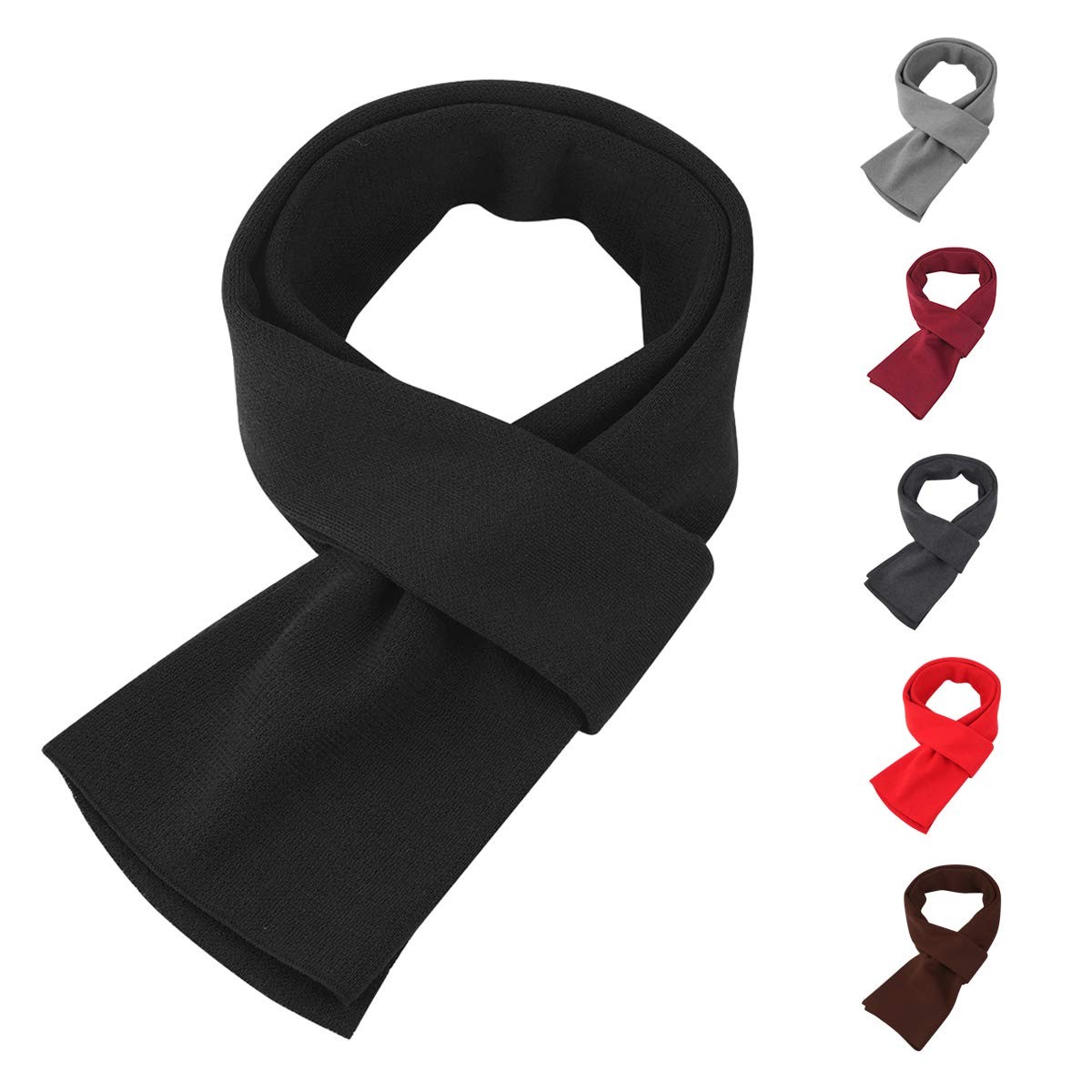 ChunCui Mens Long Thick Scarf Solid Color Soft Warm Cashmere Large, Black