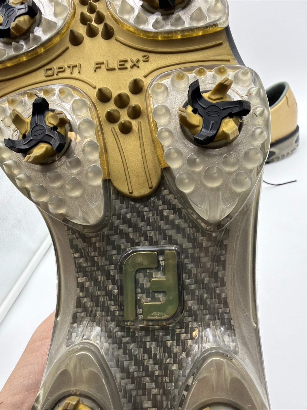 Foot-Joy DryJoys Mens Gold Purdue Shoes, Soft Spikes, Size 12